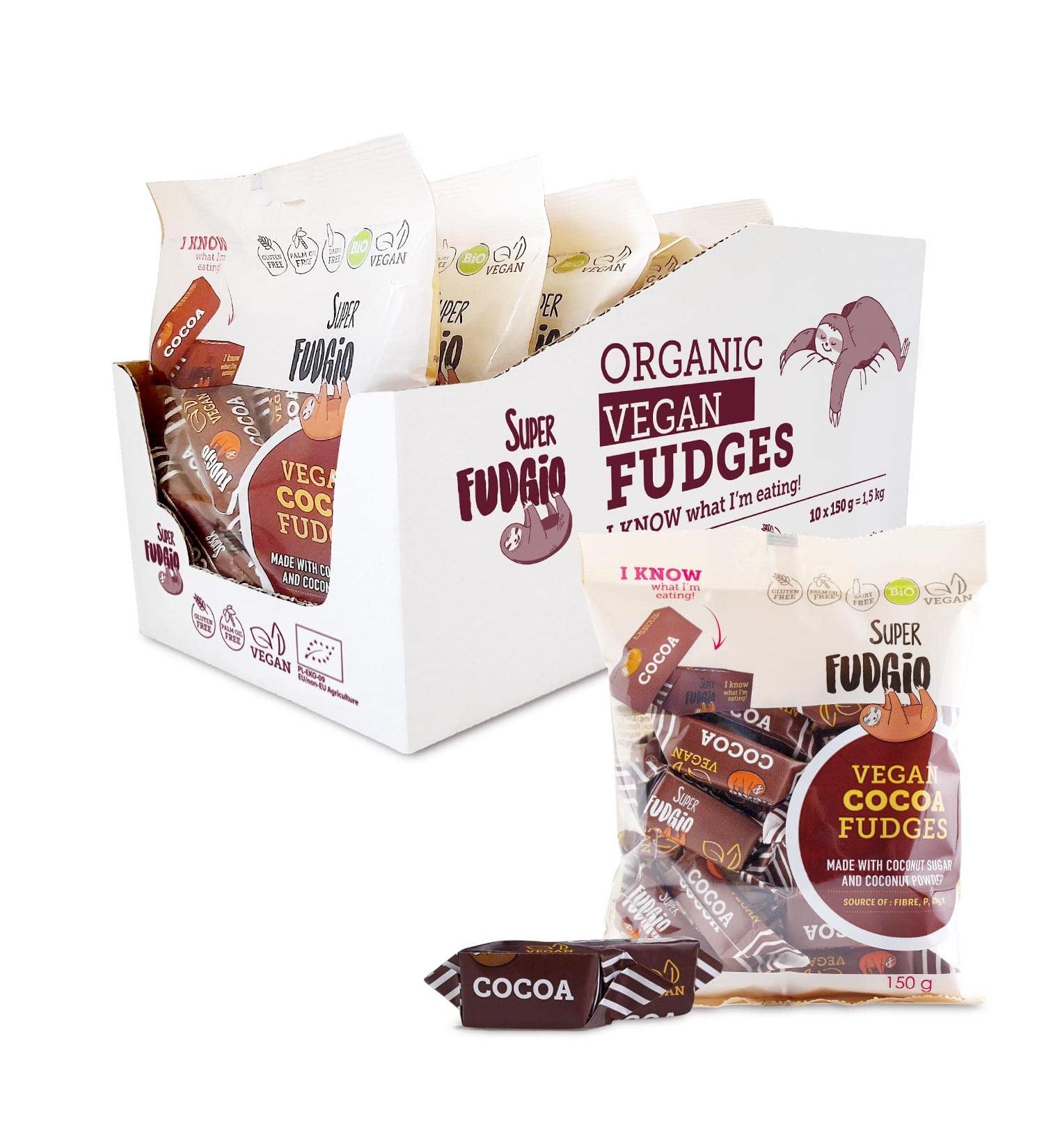 Buy Super Fudgio Bio Bonbons - Vegan Gluten-Free Palm Oil-Free 100% Organic Coconut Milk & Sugar | 10 x 150g Multipack - Buy Online on GoSupps.com