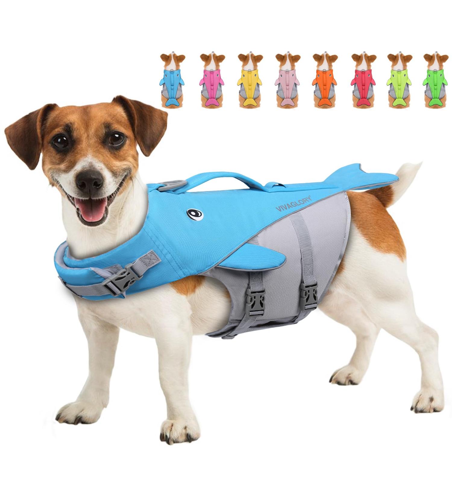 Vivaglory Dog Swimming Vest for Small & Medium Dogs - Adjustable Easy to Wear Blue (M: 56-64 cm Ribcage Girth) - Buy Online on GoSupps.com