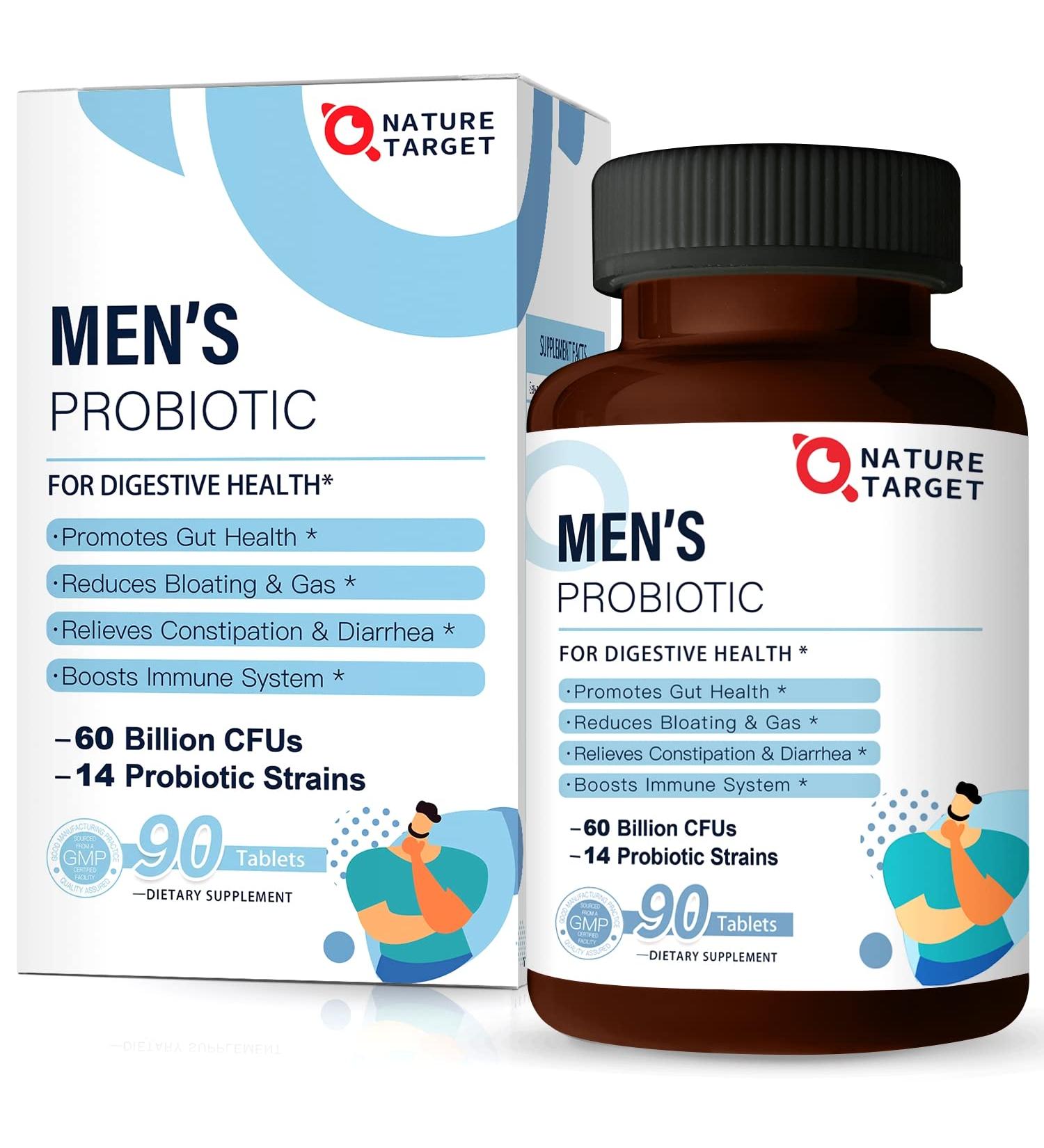 Men's Probiotic Supplement - 60B CFUs, 14 Strains, Dr. Formulated for Digestive & Immune Health (90 Tablets) - Buy Online on GoSupps.com