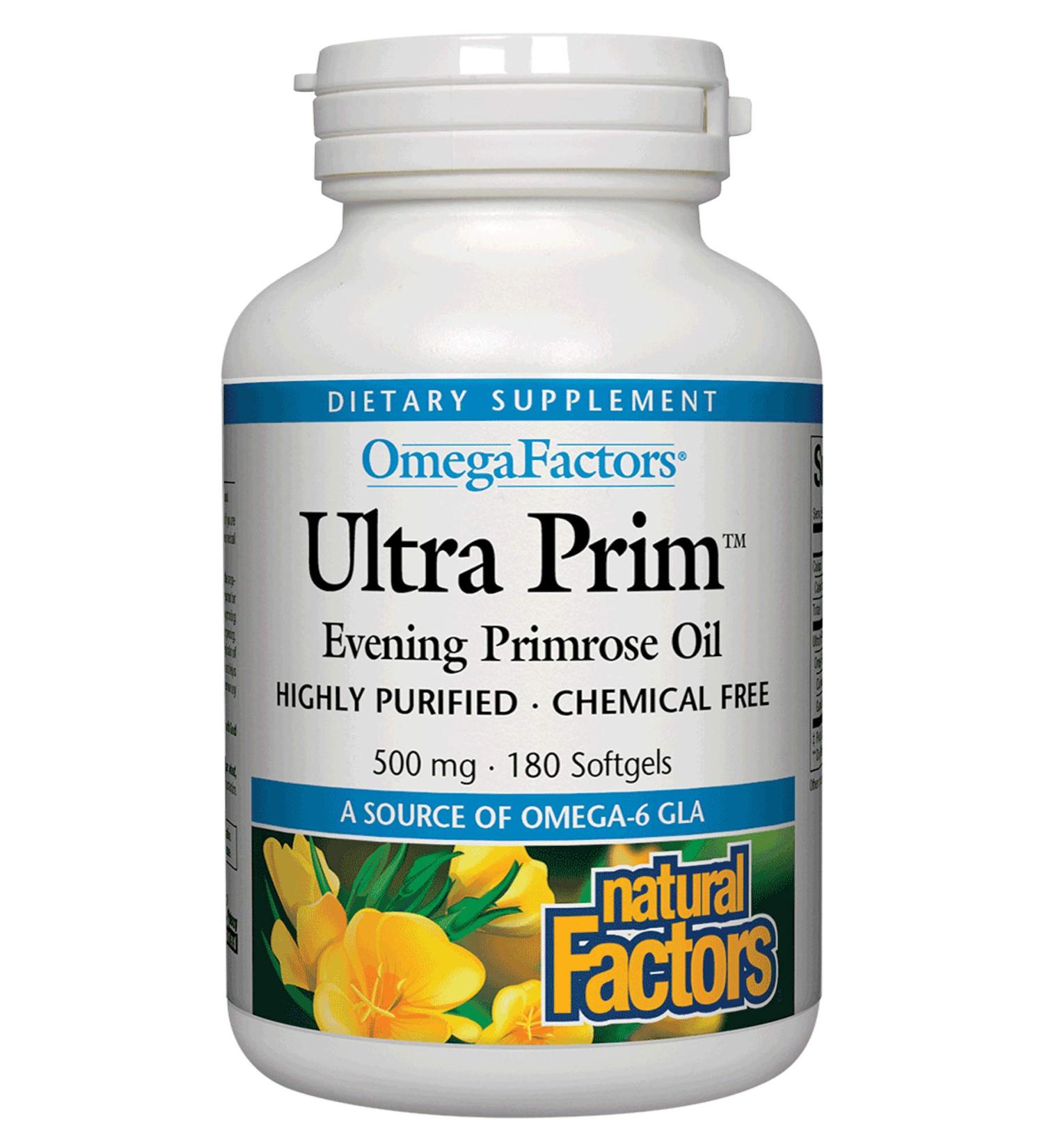 Natural Factors OmegaFactors Ultra Prim Evening Primrose Oil 500 mg 180 Softgels