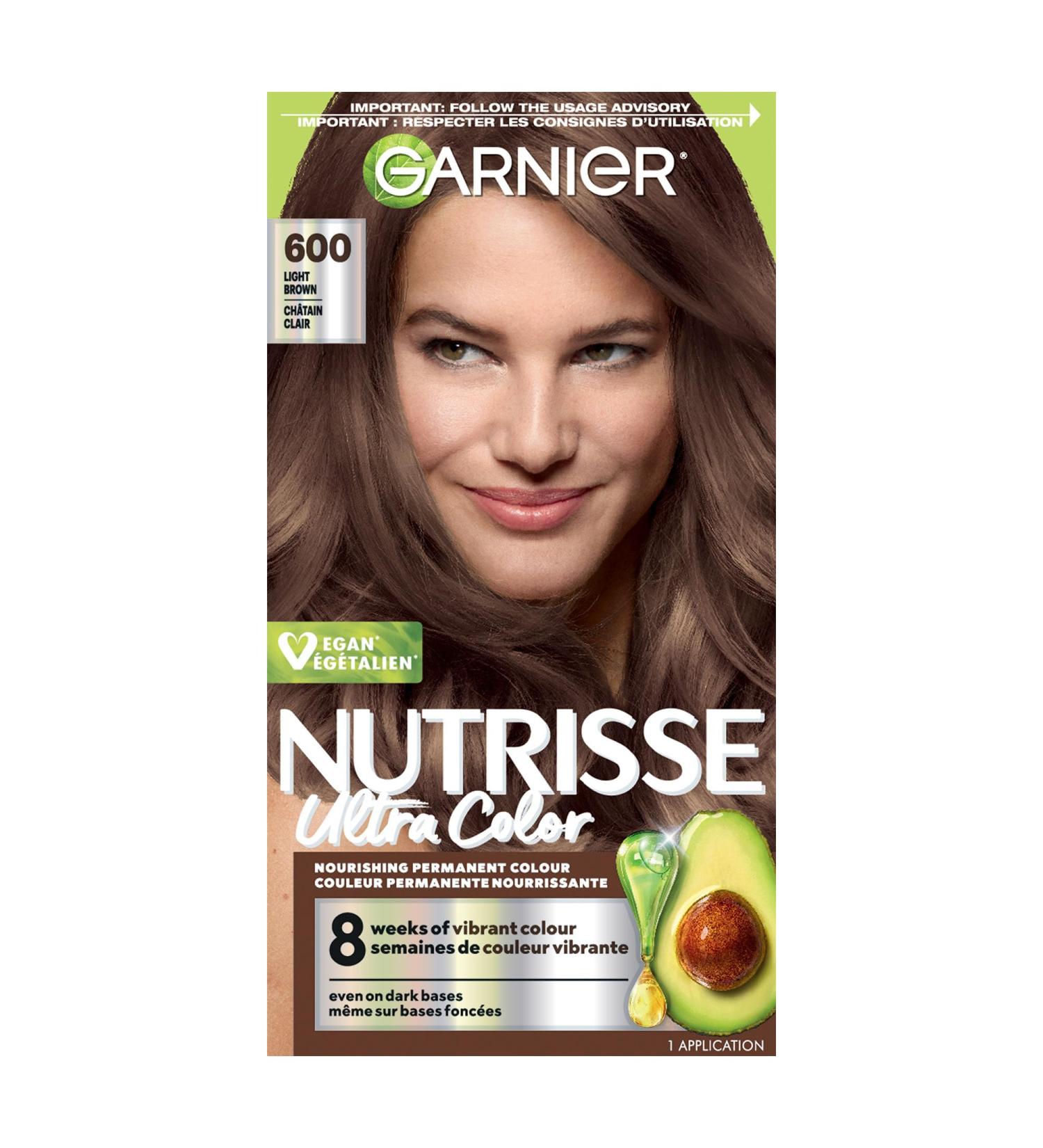 Garnier Nutrisse Ultra Color Permanent Hair Dye Vibrant Long-Lasting Colour Vegan Formula Nourished Hair Protects Hair Against Dryness 600 Light Brown 1 Application Packaging May Vary BROWN SHADES 600 Light Brown - Buy Online on GoSupps.com