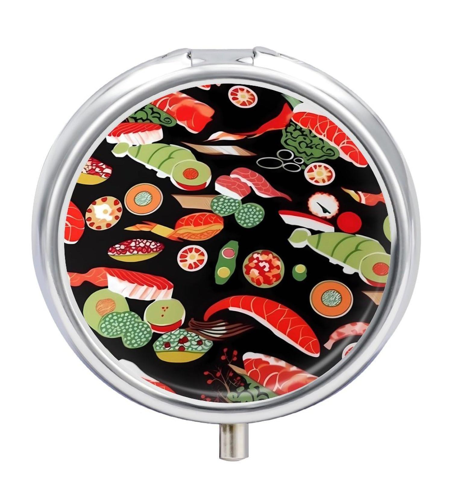 Travel Pill Box Organizer - 3 Compartment Sushi Shrimp Design - Portable Medicine Case for Purse & Pocket - Buy Online on GoSupps.com