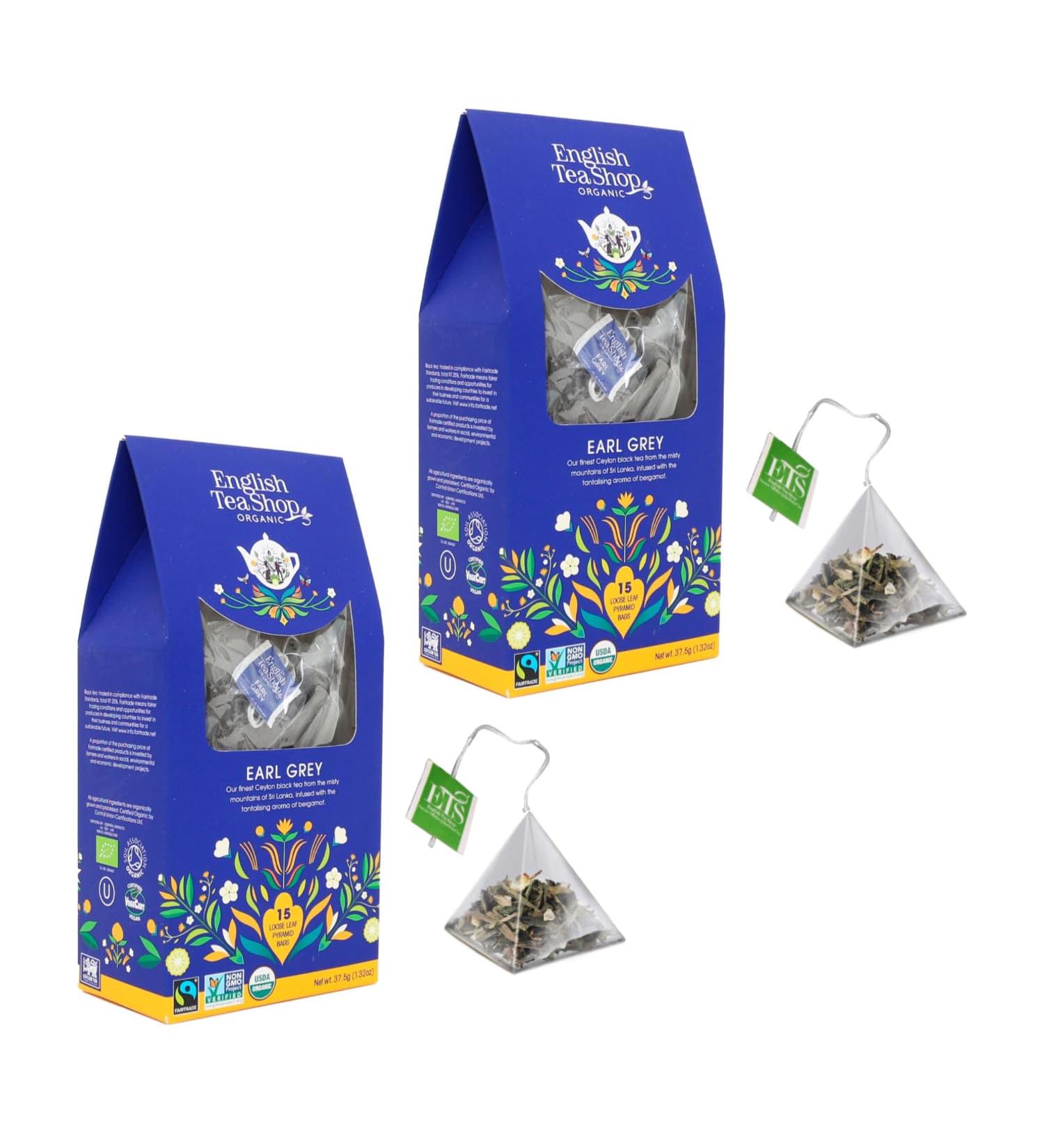  English Tea Shop English Tea Shop | Organic Earl Grey Black Tea | Earl Grey Bergamot Black Tea - 2 x 15 Tea Filters (75g) - Buy Online on GoSupps.com