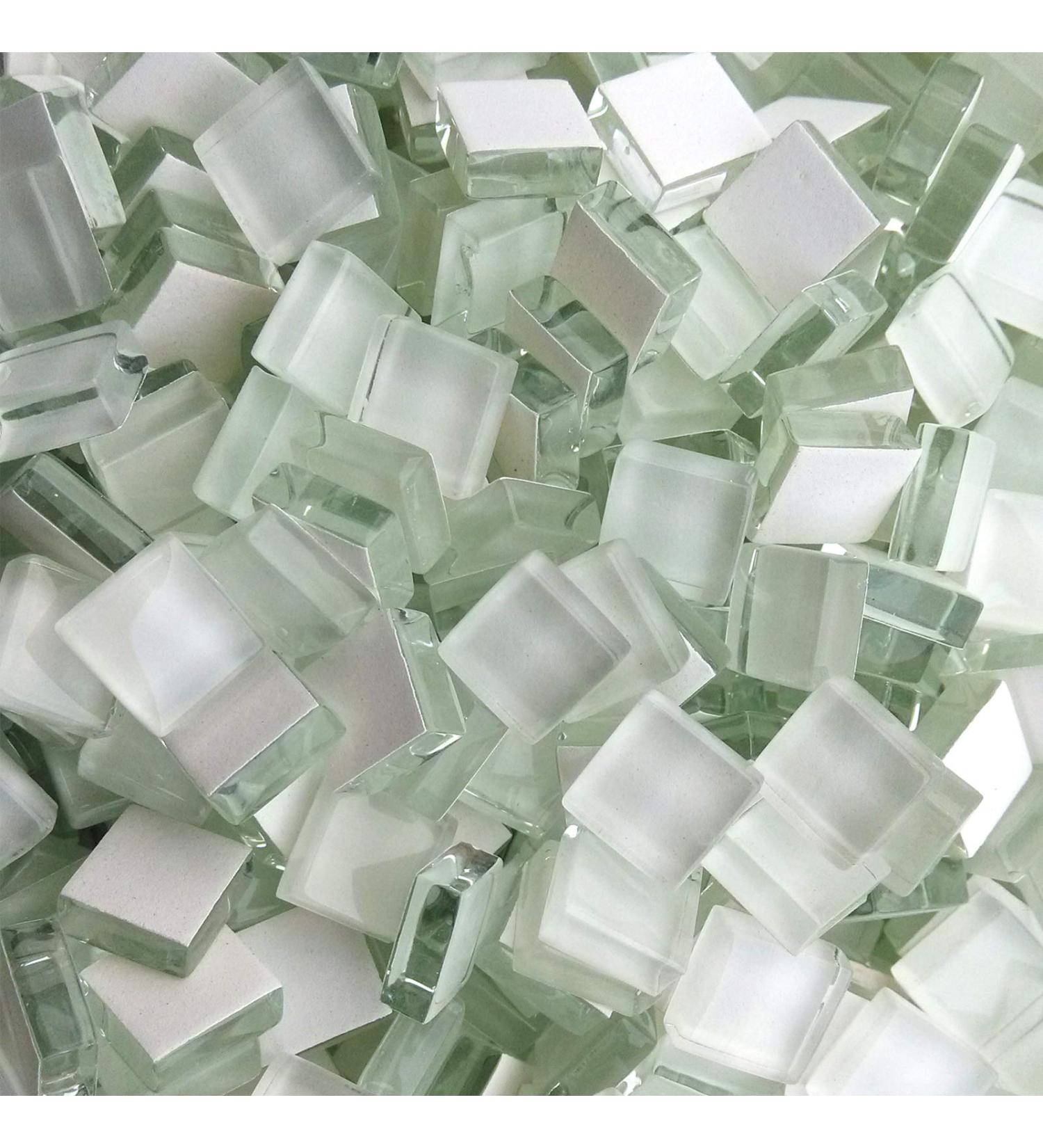 White Crystal Mosaic Tiles 1x1cm - 100 Pieces for Crafts, Picture Frames, Handmade Jewelry, Coasters & DIY Art Decoration - Buy Online on GoSupps.com