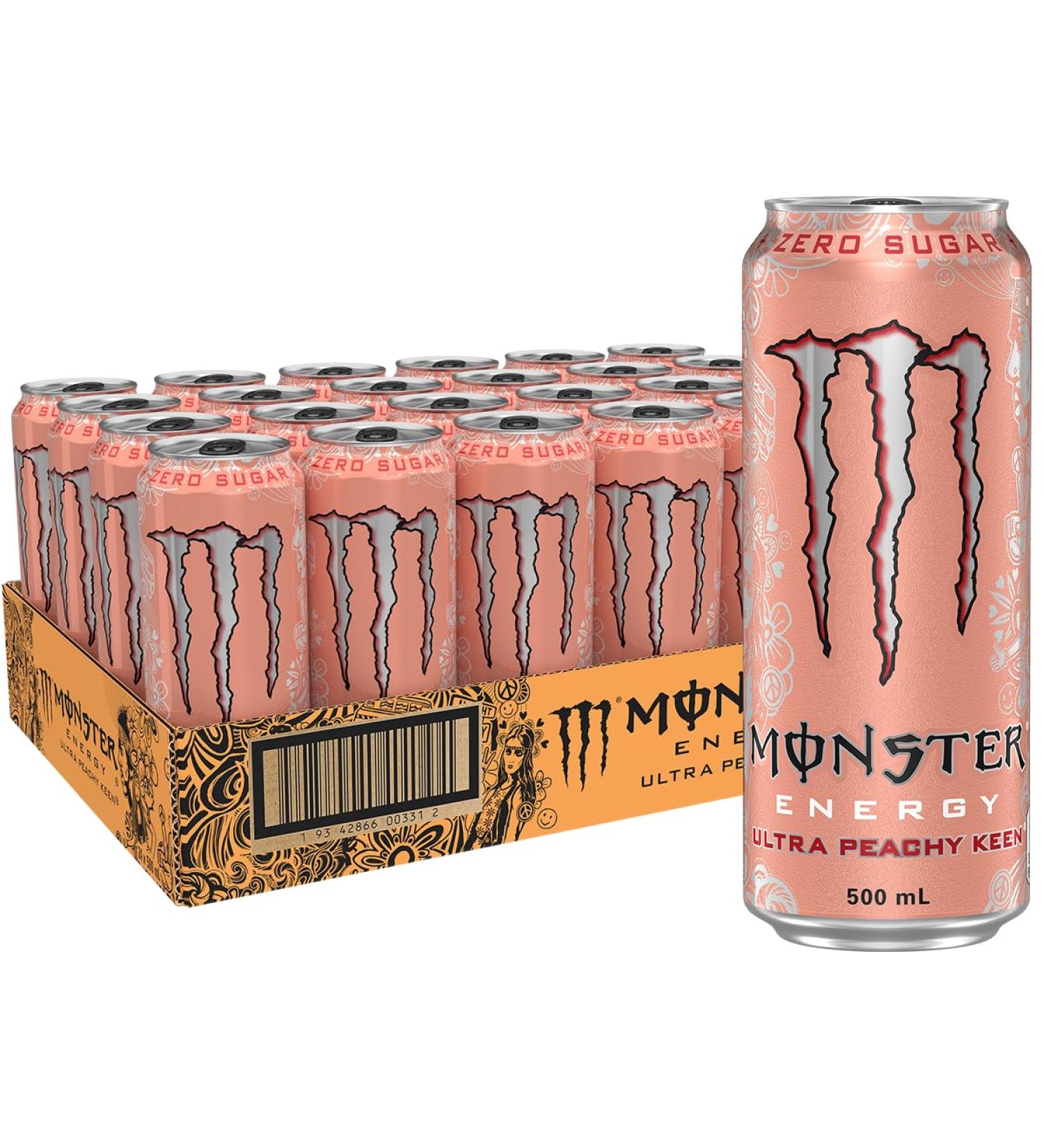Monster Energy Drink Ultra Peachy Keen Energy Drink Cans 24 x 500mL Ultra-Peachy Keen 500 ml (Pack of 24) - Buy Online on GoSupps.com