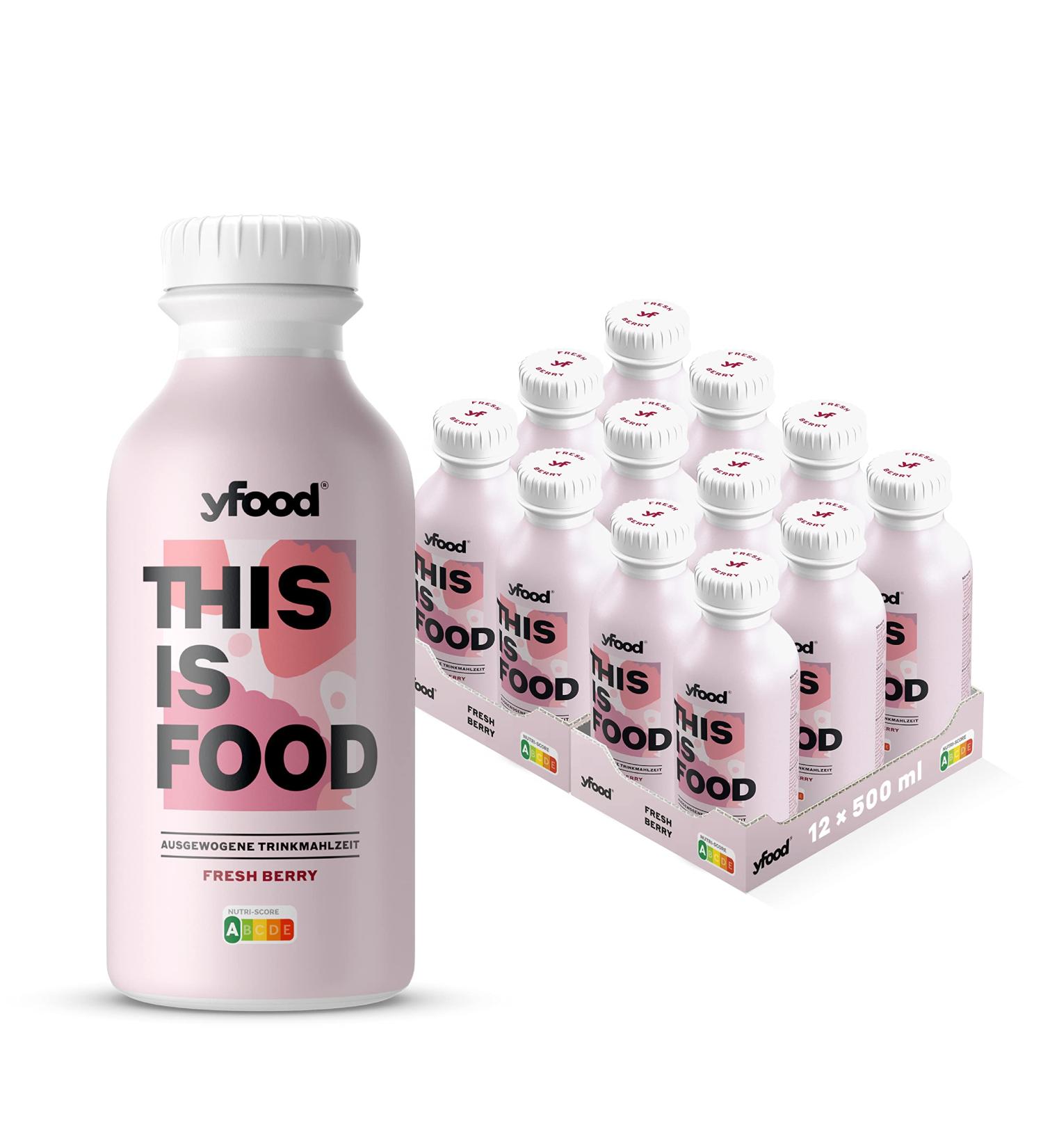 Yfood Fresh Berry Drink | Delicious On-the-Go Meal with 33g Protein & 26 Vitamins | 12-Pack 500ml - 3.00 Pfand Included - Buy Online on GoSupps.com