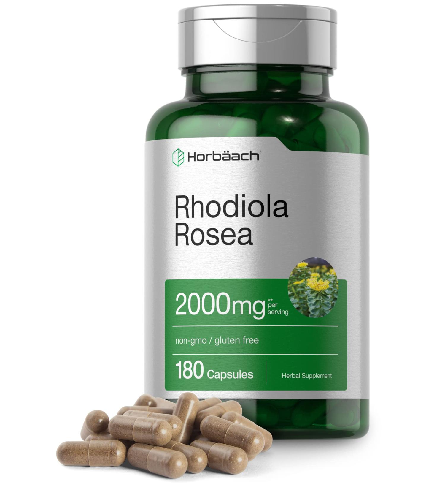 Horb ach Rhodiola Rosea Capsules 2000mg | 180 Count | Non-GMO Gluten Free Supplement - Buy Online on GoSupps.com