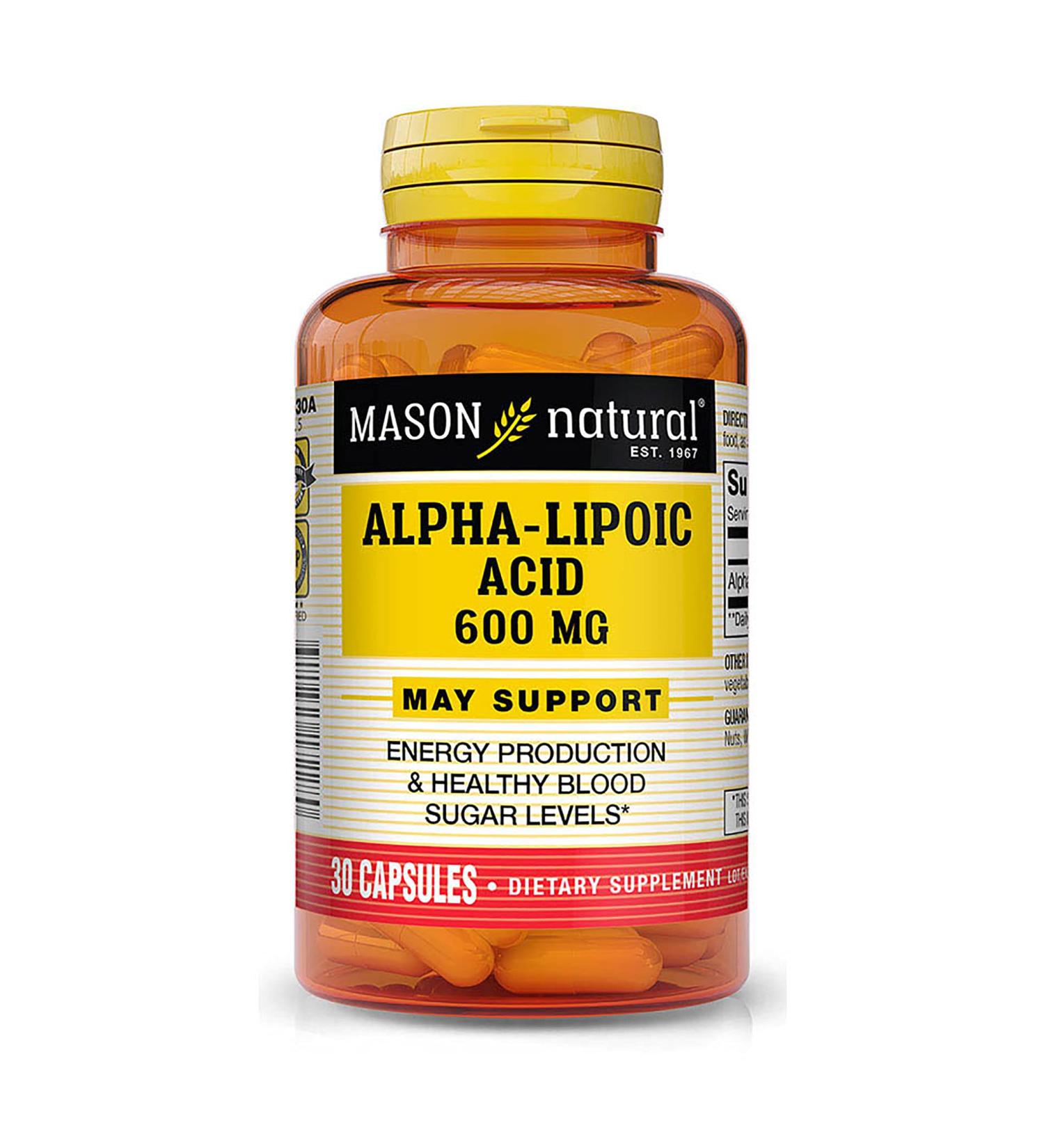 Mason Natural Alpha-Lipoic Acid 600 mg - 30 Capsules for Antioxidant Support - Buy Online on GoSupps.com