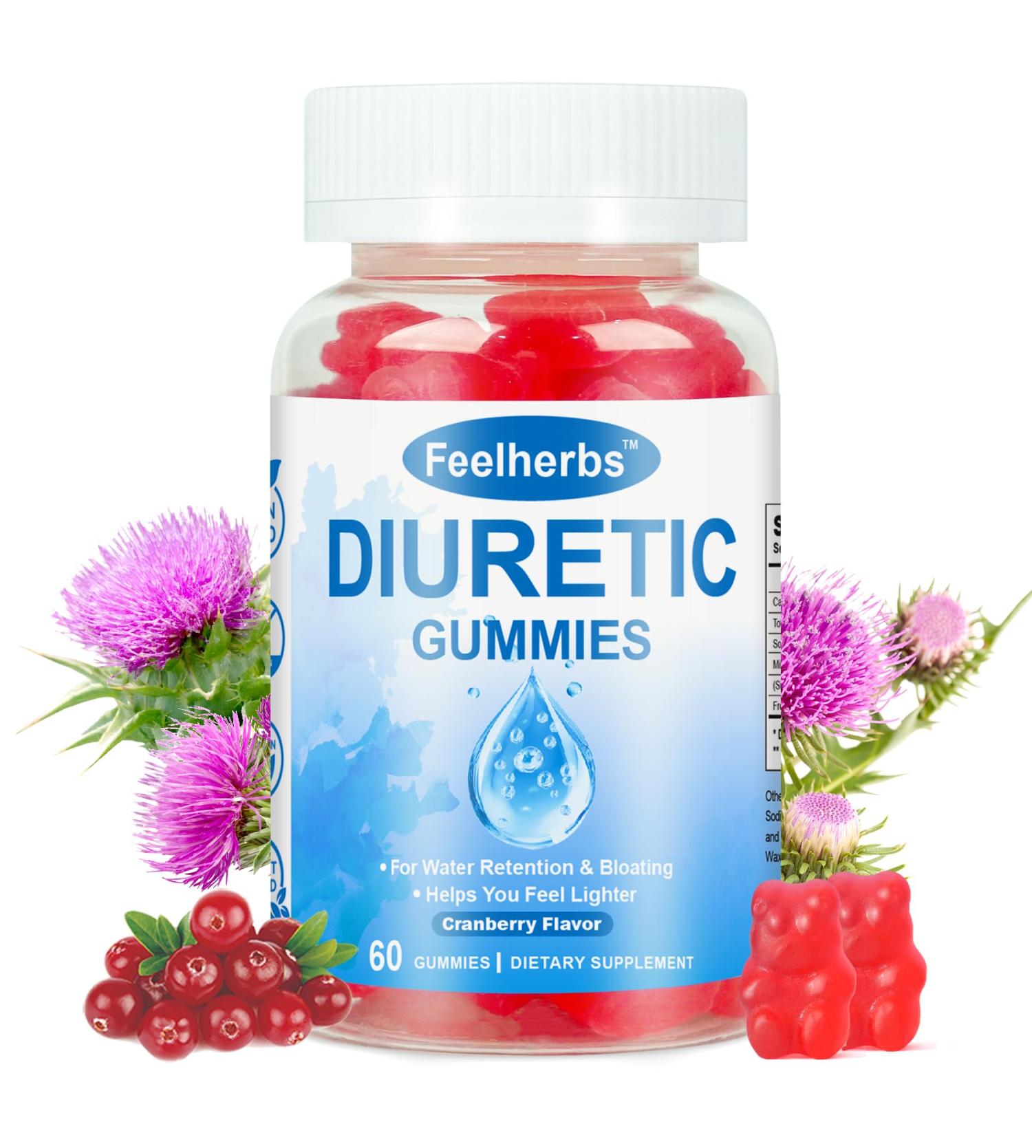 Natural Diuretic Gummies for Water Retention & Bloating & Hydration Balance, Sugar Free Diuretic Water Away Gummies for Women & Men Fluid Retention, Digestion Support, 60 Count - Buy Online on GoSupps.com