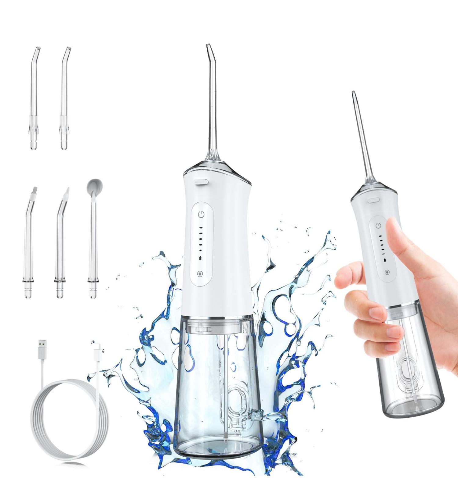Portable Water Dental Flosser - Cordless Rechargeable Oral Irrigator for Travel | 40-140 PSI Teeth Cleaning IPX7 Waterproof (White - Buy Online on GoSupps.com