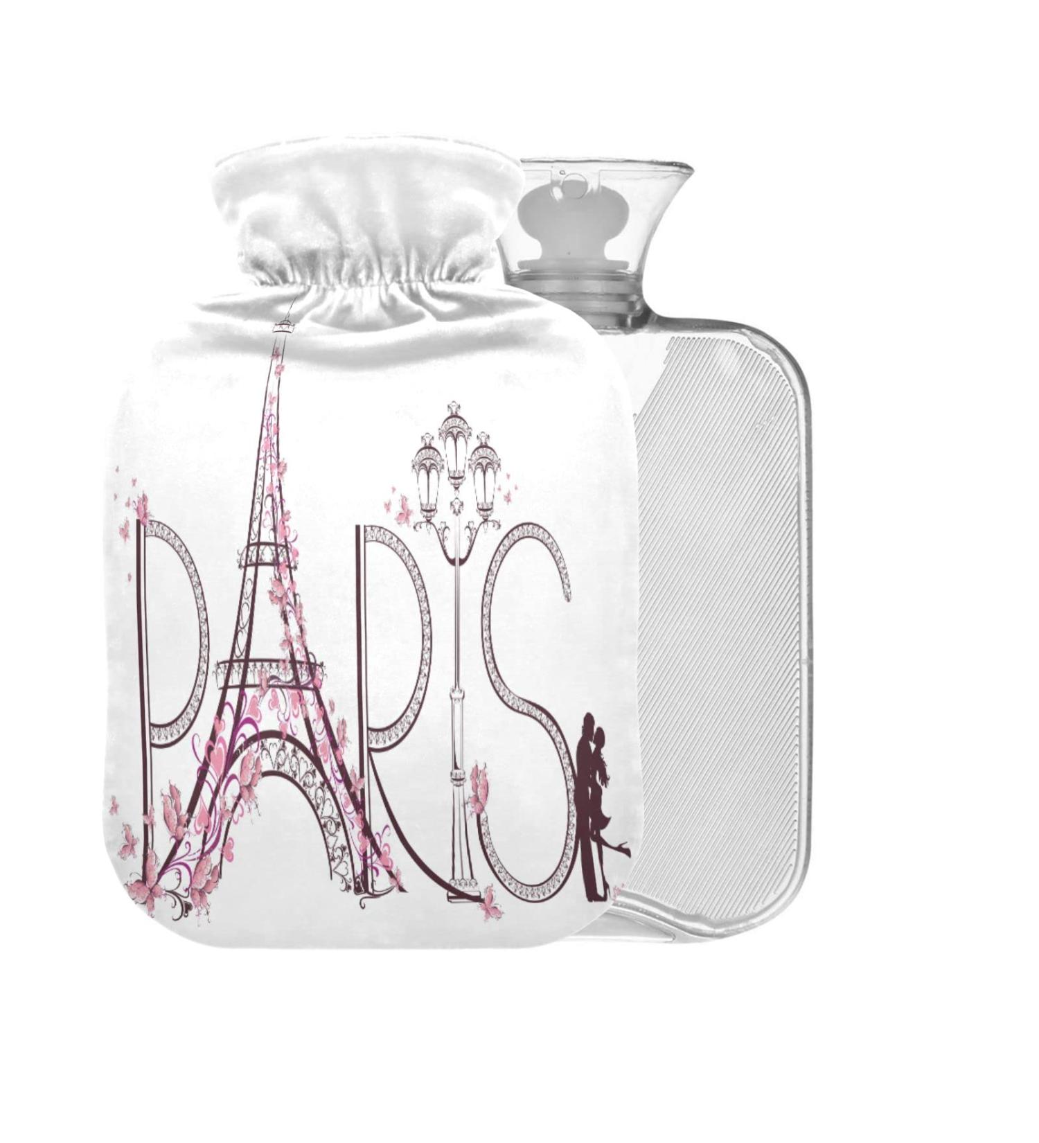 Buy Eiffel Tower Paris Hot Water Bottle 1L - Small Pain Relief Bag with Cover | Eco-Friendly BAP-Free - Buy Online on GoSupps.com