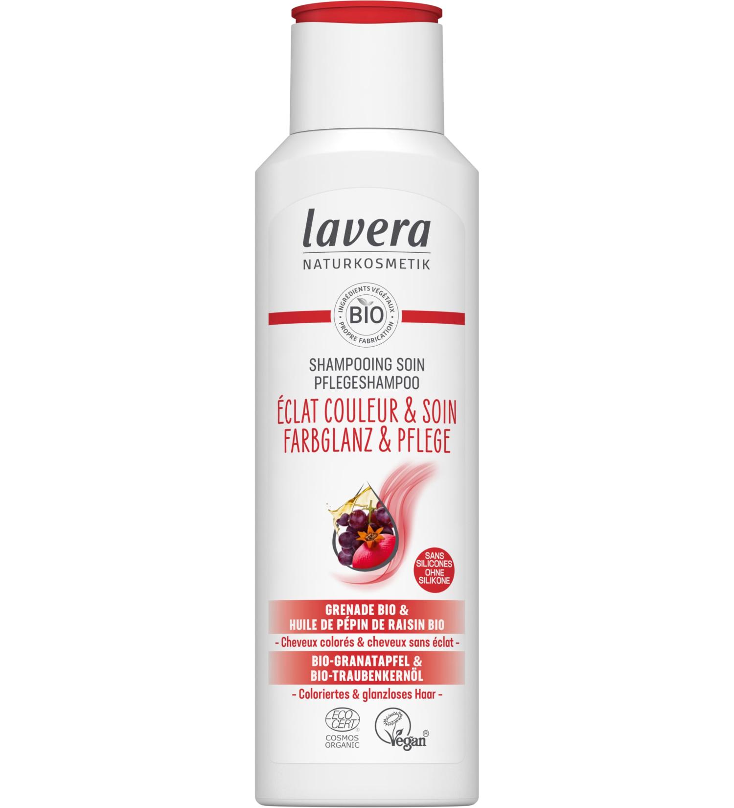 lavera Shampooing Soin clat couleur & Soin - silicone-free - Natural and silky shine & Soft hair - vegan - natural cosmetics - 250 ml - Buy Online on GoSupps.com
