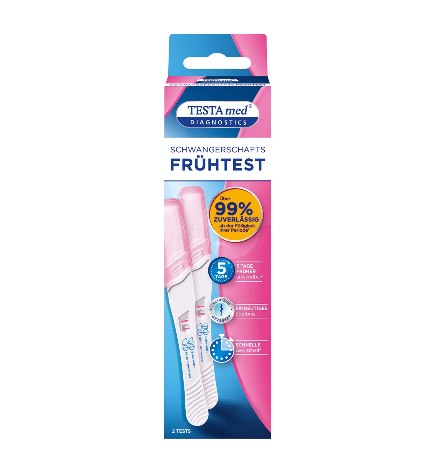 Testammed Diagnostics Pregnancy Test - Advantage Pack (2 Pieces) | Over 99% Accurate Results - International Shipping - Buy Online on GoSupps.com