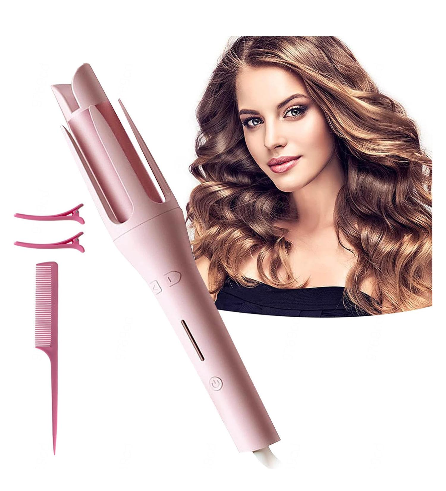 Curling Iron Automatic Hair Curler 1.25 Inch Curling Iron Wand Auto Shut Off Anti-Scald and Anti-Tangle Curling Iorn Pink - Buy Online on GoSupps.com