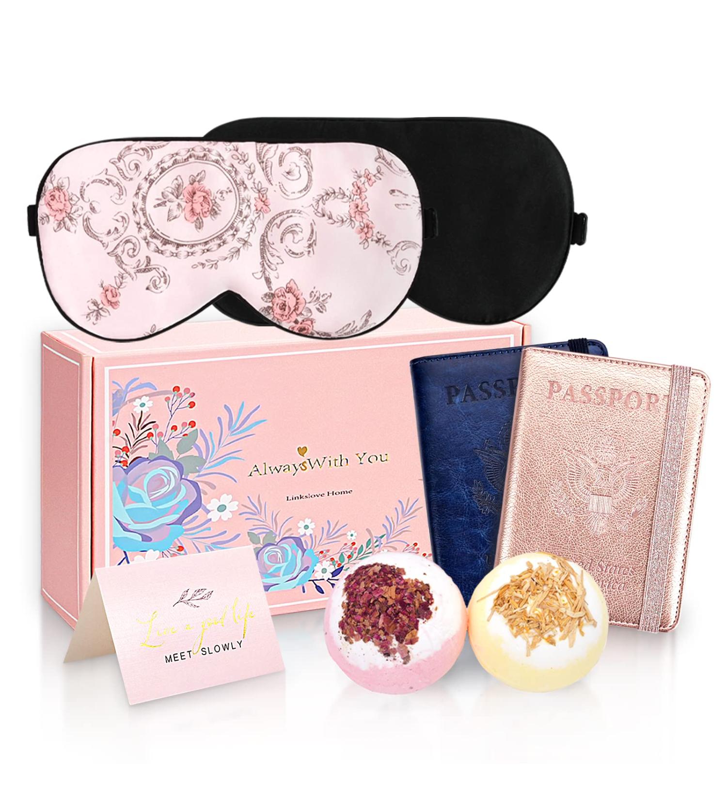 19 Momme Mulberry Silk Sleeping Eye Masks & Passport Holders Set - Perfect Wedding & Honeymoon Gifts for Couples - Luxury Travel Accessories - Buy Online on GoSupps.com