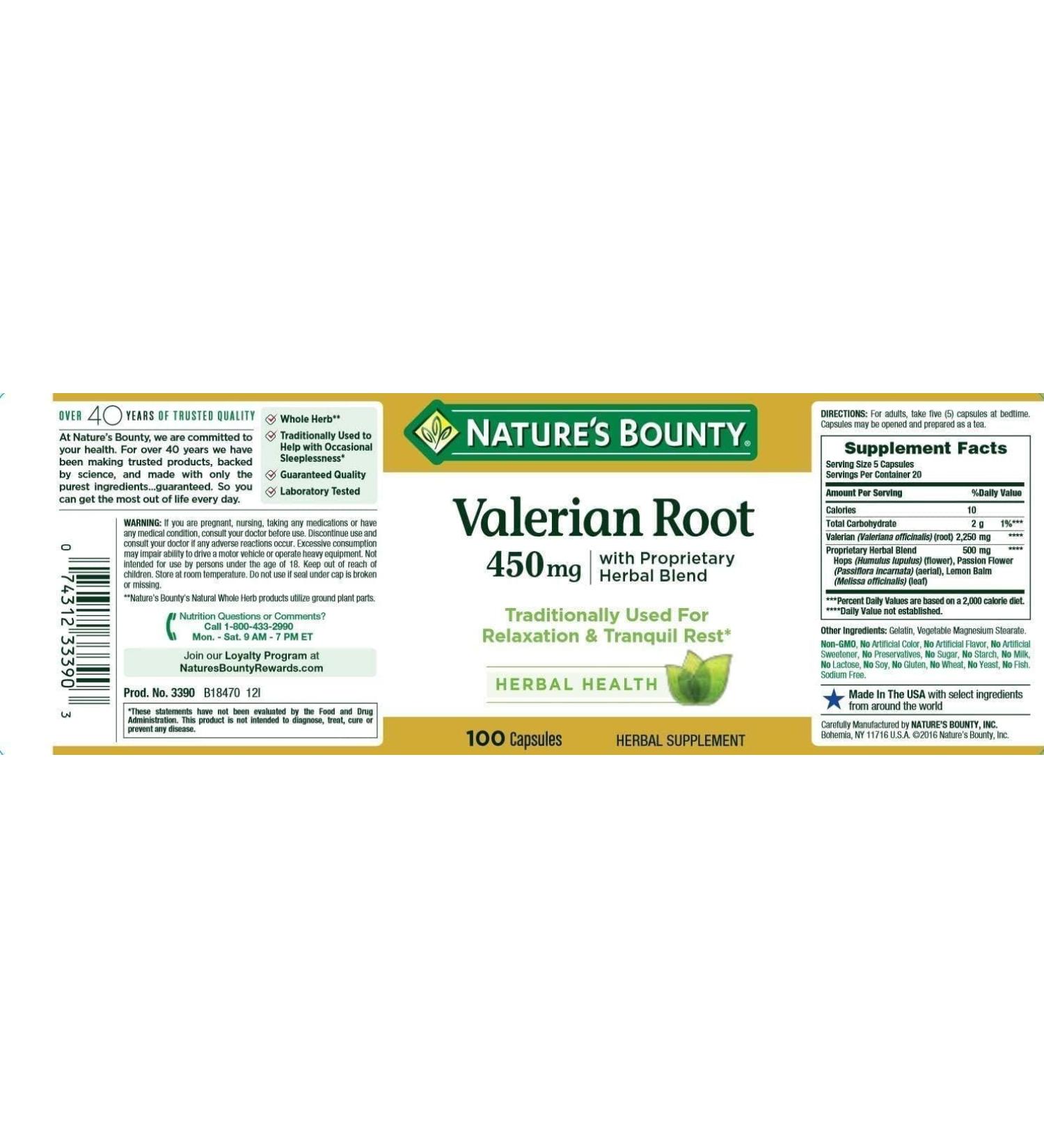 SENTA Valerian Root 450 mg Plus Calming Blend Natural 100 Capsules - Pack of 3 - Buy Online on GoSupps.com