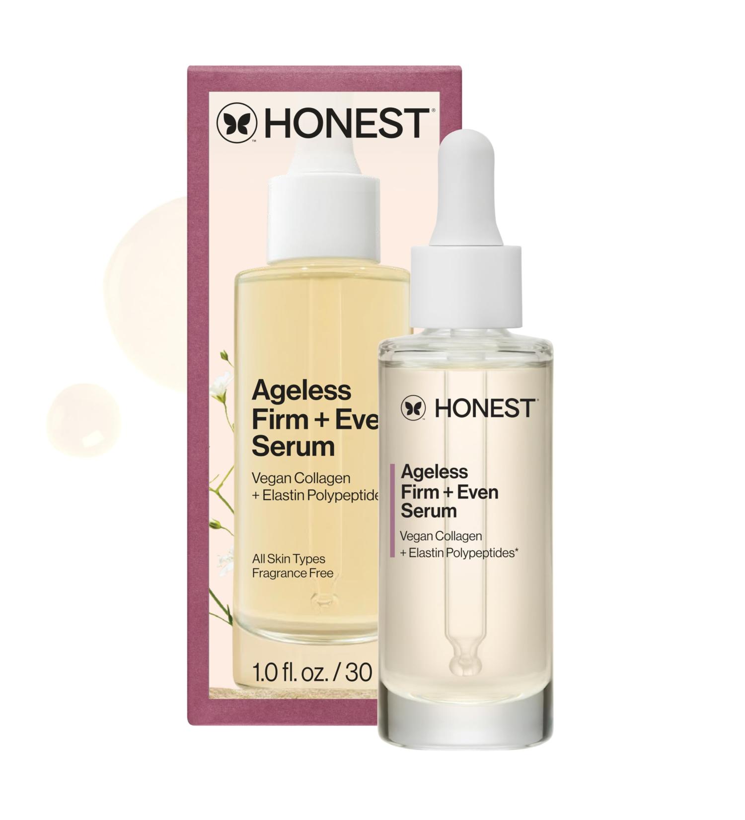 Honest Beauty Ageless Firm and Even Serum Powered by Vegan Collagen Elastin Polypeptides Firmer-Looking Skin Fragrance Free EWG Verified Cruelty-Free 1 fl oz Firming Serum 1 fl oz - Buy Online on GoSupps.com