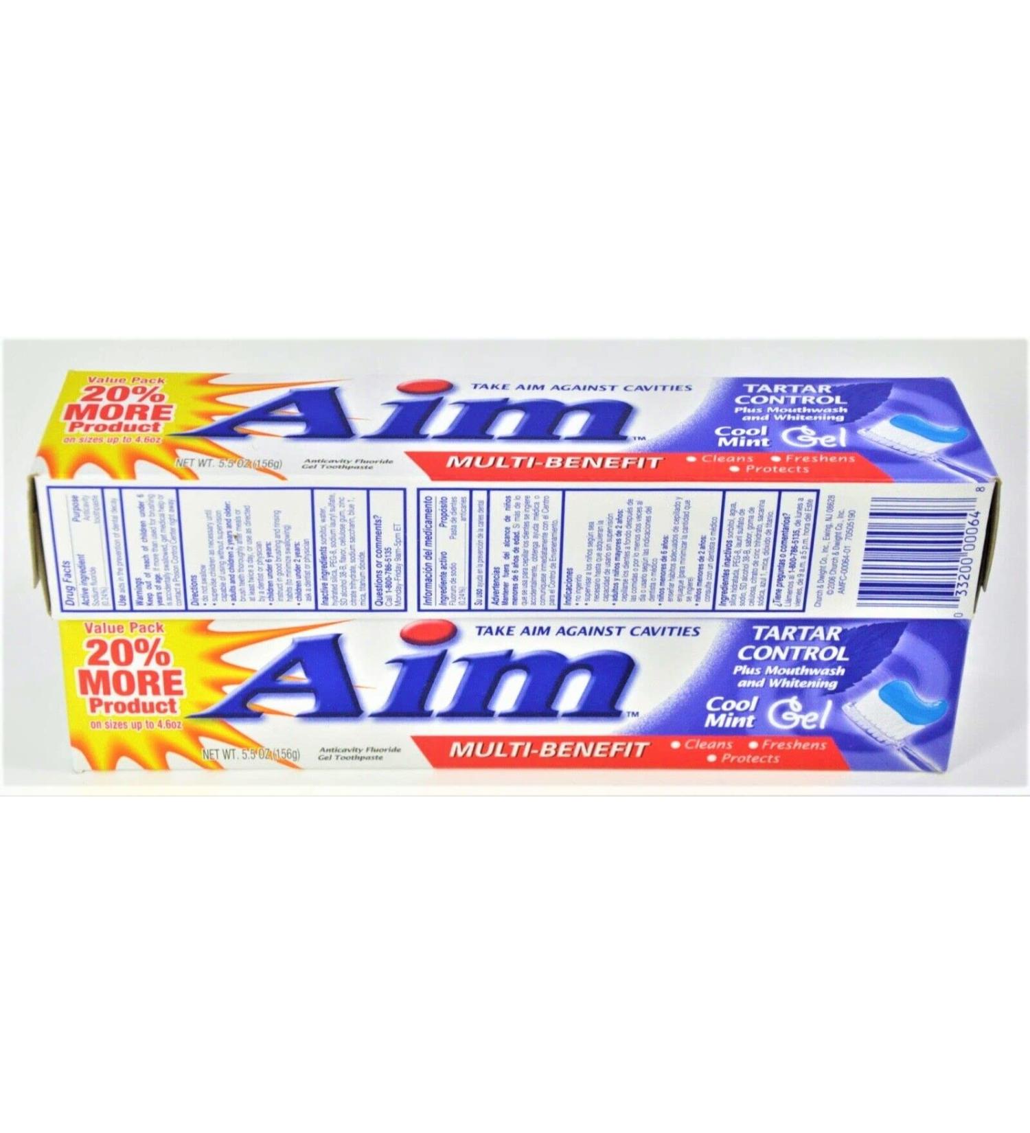 Aim Tartar Control Anticavity Fluoride Toothpaste Gel - 5.5oz (Pack of 2) - Oral Care Set - Buy Online on GoSupps.com