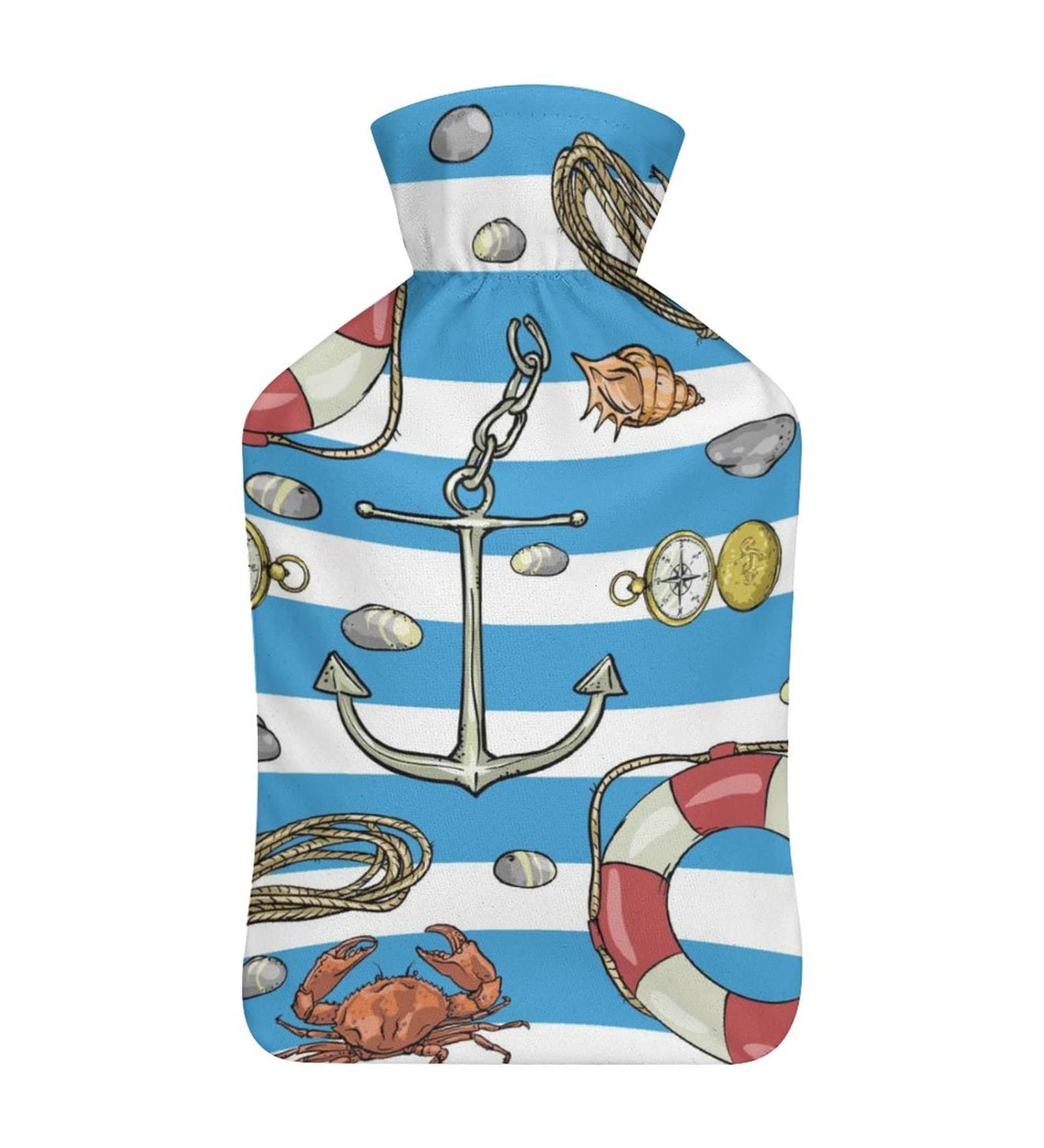 Sailing Hot Water Bottle with Plush Cover - Hand Warmer for Adults & Kids | 26.5x15.3cm | Ideal for Cozy Comfort - Buy Online on GoSupps.com
