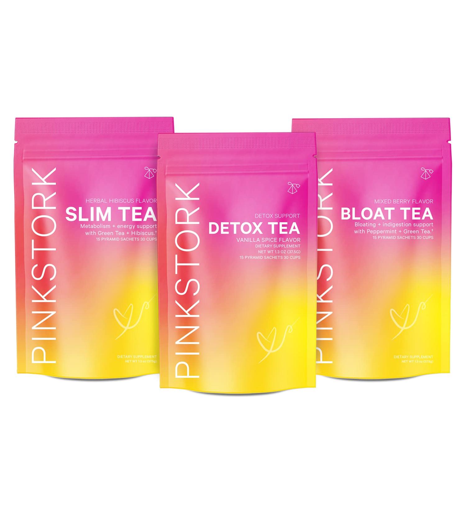 Pink Stork Fit Tea Bundle: Organic Detox Tea for Women - Supports Weight Loss, Metabolism, and Digestion with Green Tea, Ginger, and Turmeric - Women-Owned - Buy Online on GoSupps.com