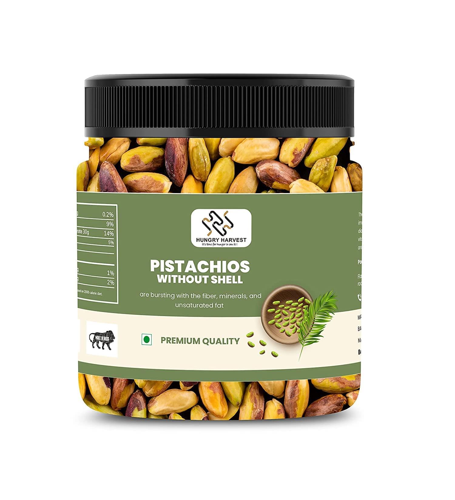 Hungry Harvest Pistachio Kernels Shell 400 gms |Plain Unsalted Pistachio_Packing May Vary - Buy Online on GoSupps.com