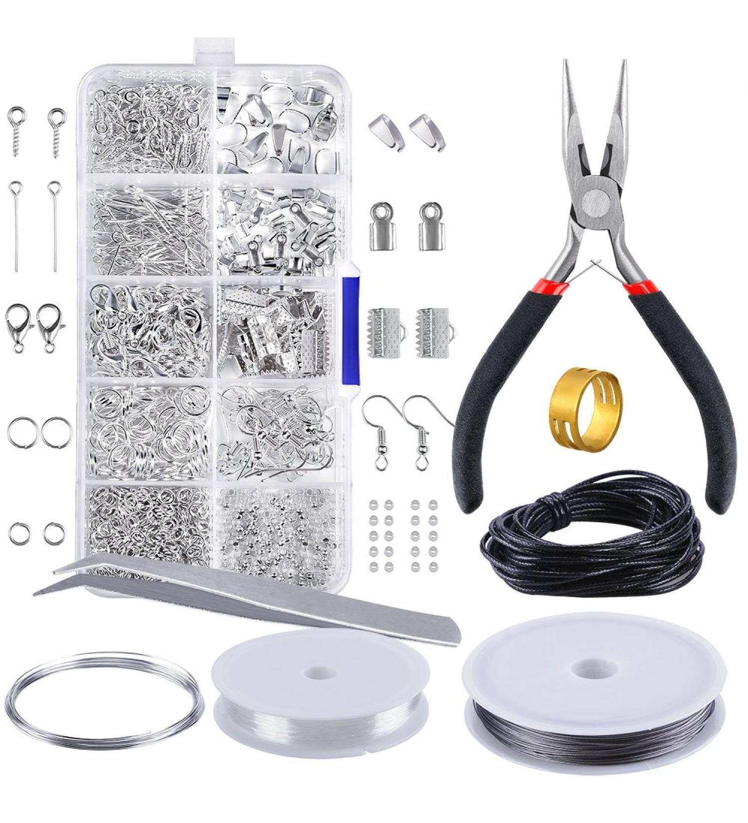 OPOUNT Jewelry Findings Set - Complete Starter Kit for Beading, Making, and Repair with Pliers, Silver Beads, and Wire Tool - Buy Online on GoSupps.com