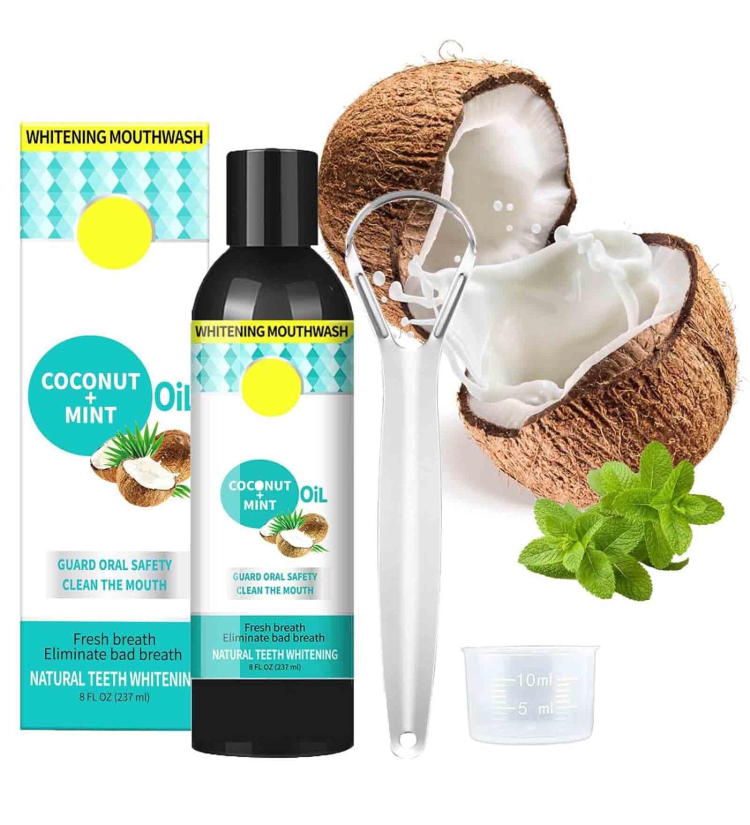 Coconut Pulling Oil - Natural Mouthwash with Peppermint | Advanced Oral Care & Fresh Breath (1PC) - Buy Online on GoSupps.com