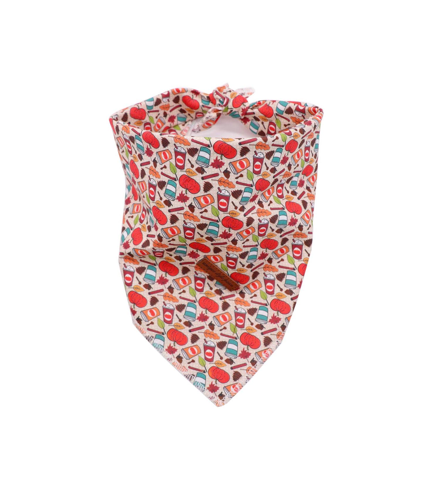 Unique Style Paws Dog Sandanas | Washable Cotton Adjustable Towel for Small & Medium Dogs & Cats - Pumpkin Design - Buy Online on GoSupps.com