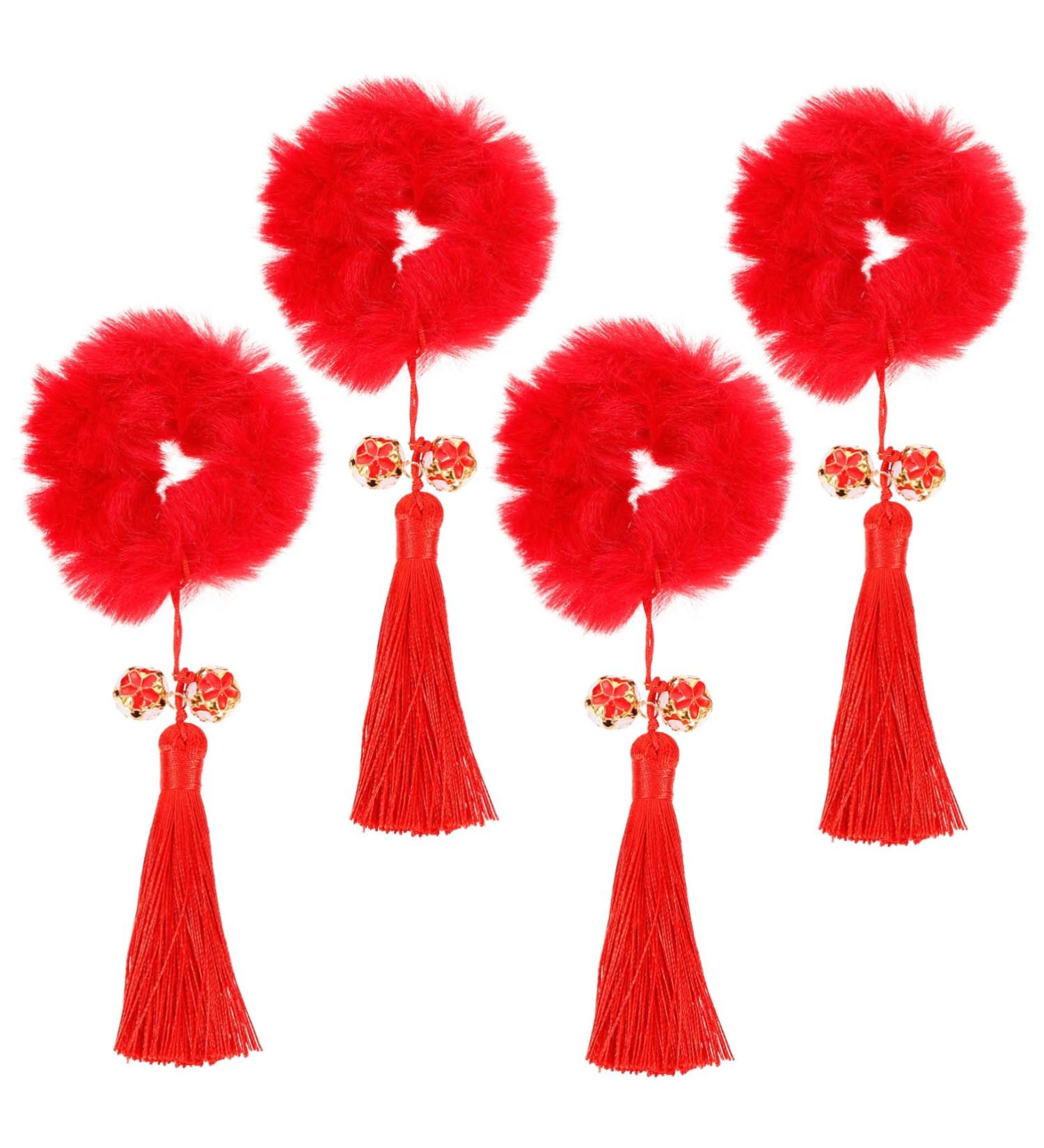 FOMIYES 2 Pairs New Year Headdress Ribbon Bands Wedding Xmas Hair Bobbles Ponytail Ties Bows Rubber Yoga Twist Hair Clip Holder Spring Festival Headdress Hairpin Polyester Tassel Child - Buy Online on GoSupps.com