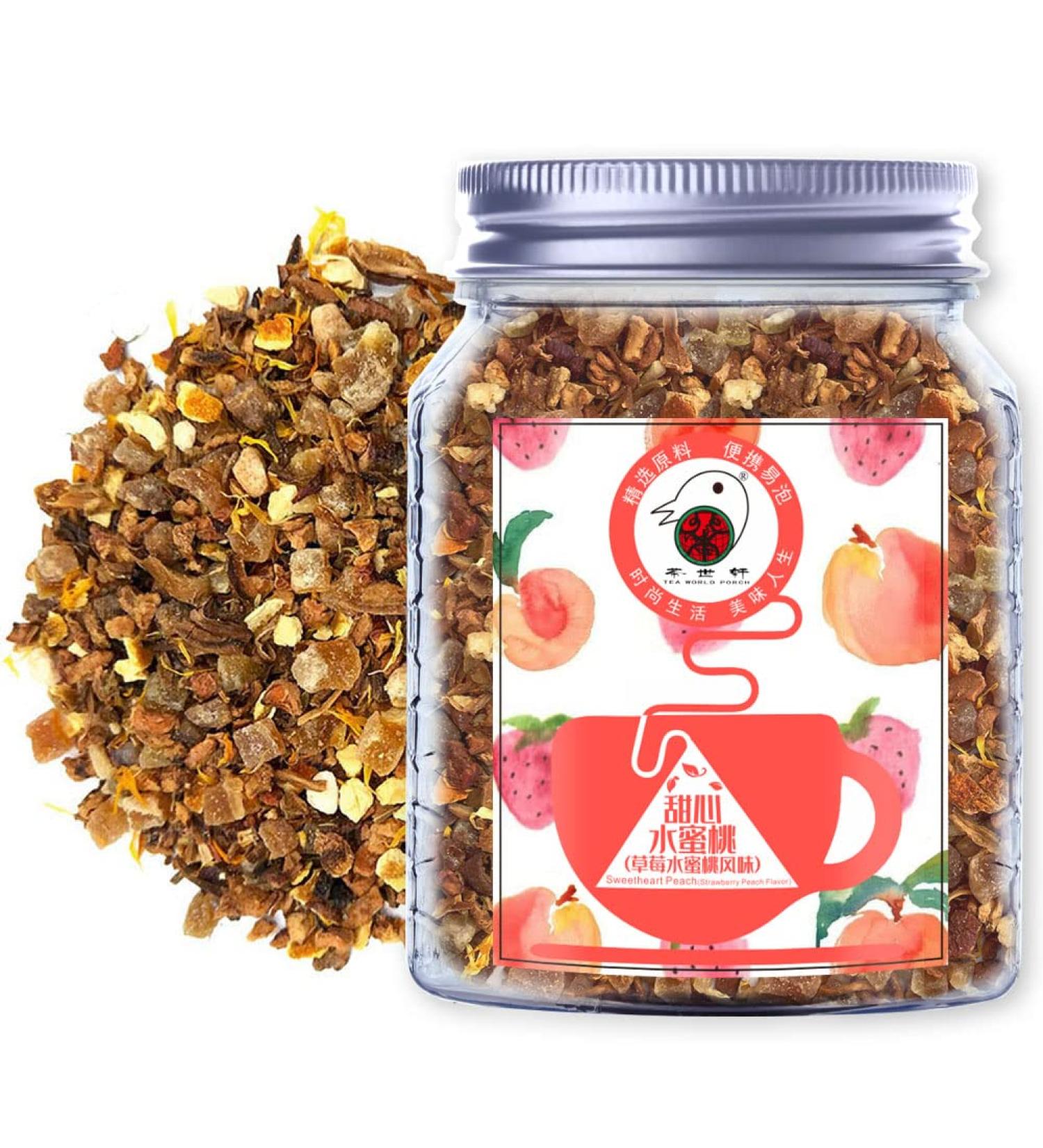 Plant Gift Sweetheart Peach Herbal Tea hibiscus health tea white roselle peach strawberry apple orange peel chrysanthemum loose leaf in iced tea and hot tea 70 g25oz - Buy Online on GoSupps.com