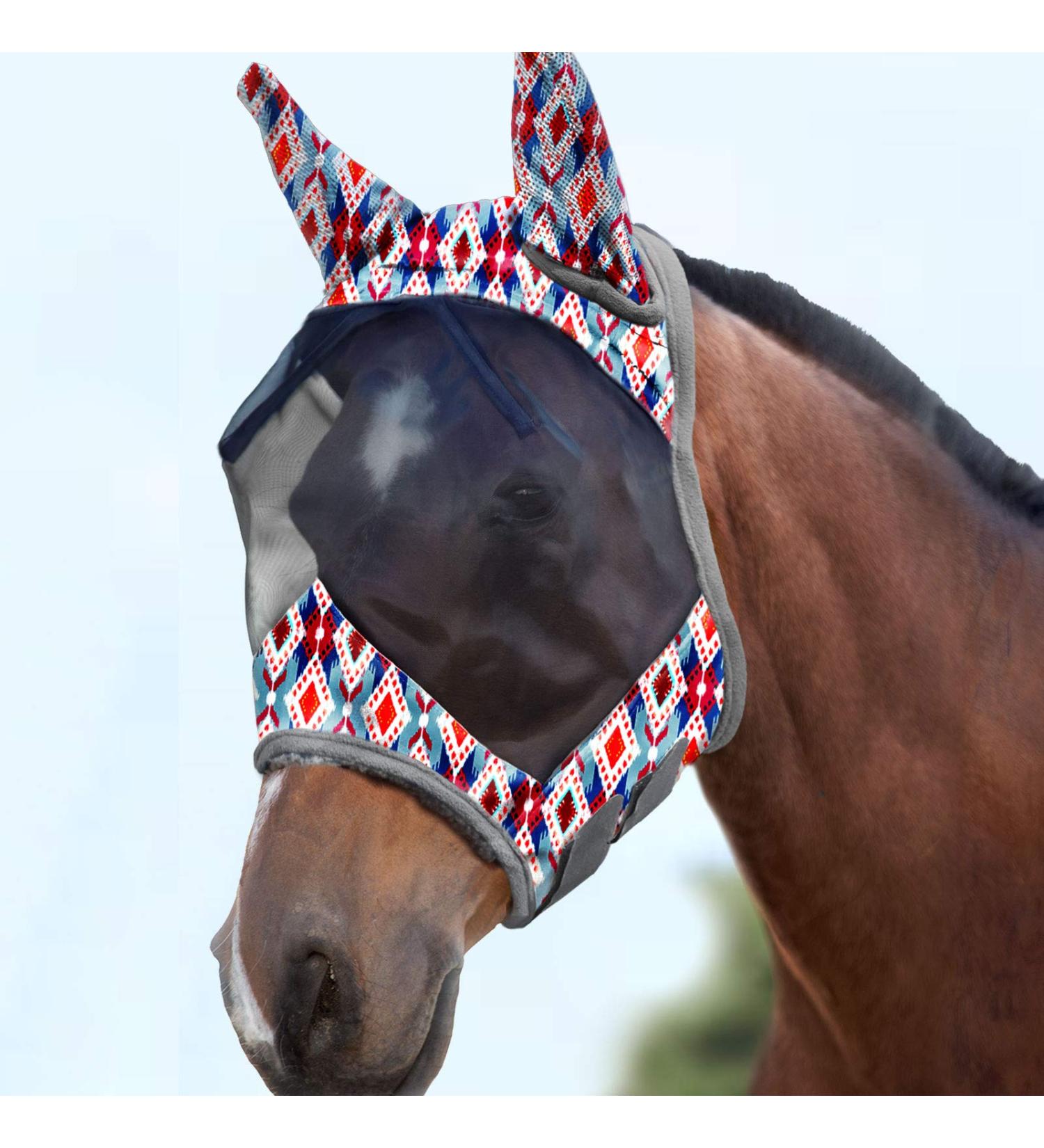 Harrison Howard CareMaster Horse Fly Mask with Ears | UV Protection for Horses | Tribal Diamond (M) - Buy Online on GoSupps.com