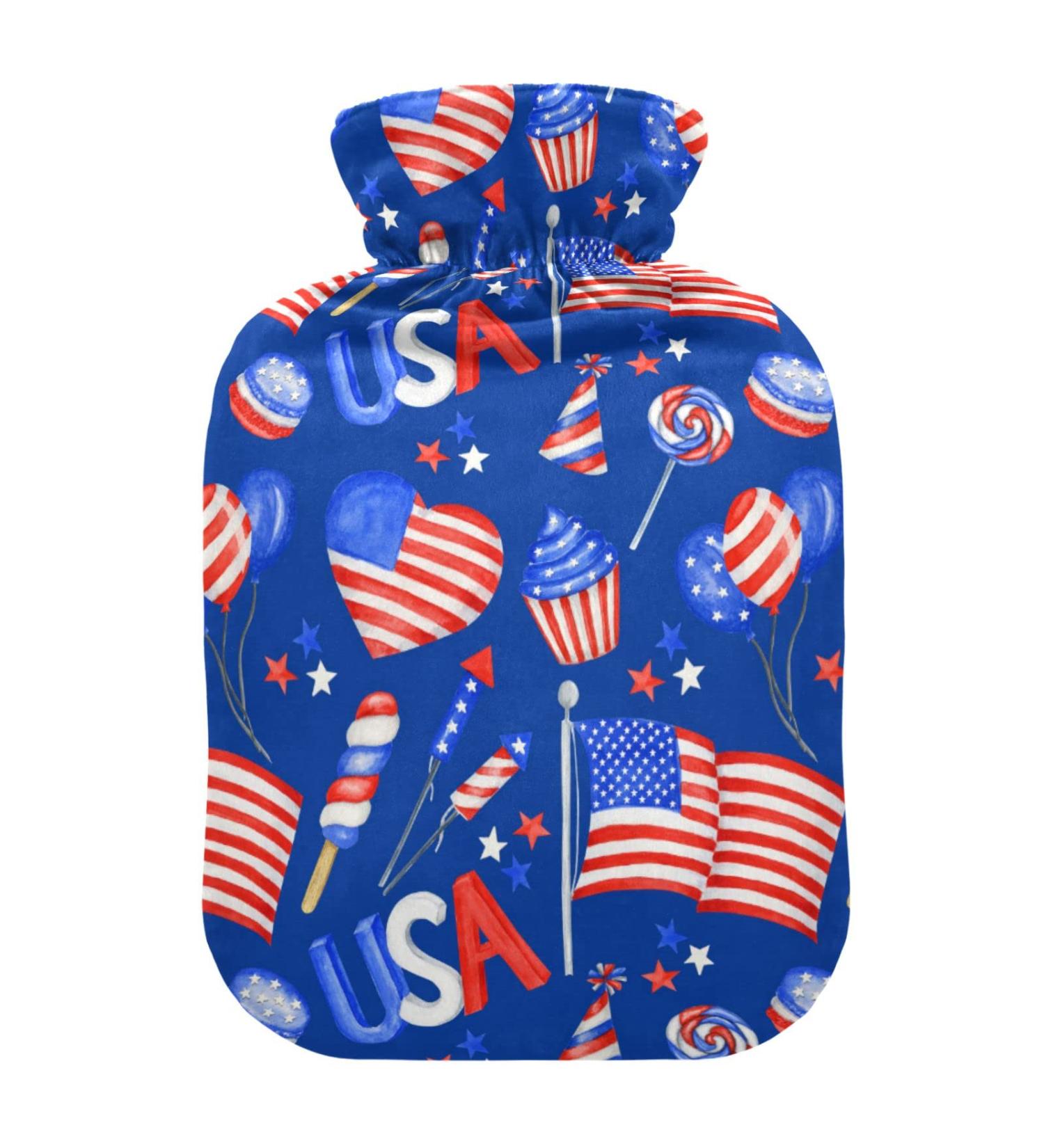 Patriotic 1L Heat Bottle - Durable Warm-Up Bag for Pain Relief | 4th of July Pattern for Hands Feet Shoulders & Cramps | Heat Therapy Solution - Buy Online on GoSupps.com