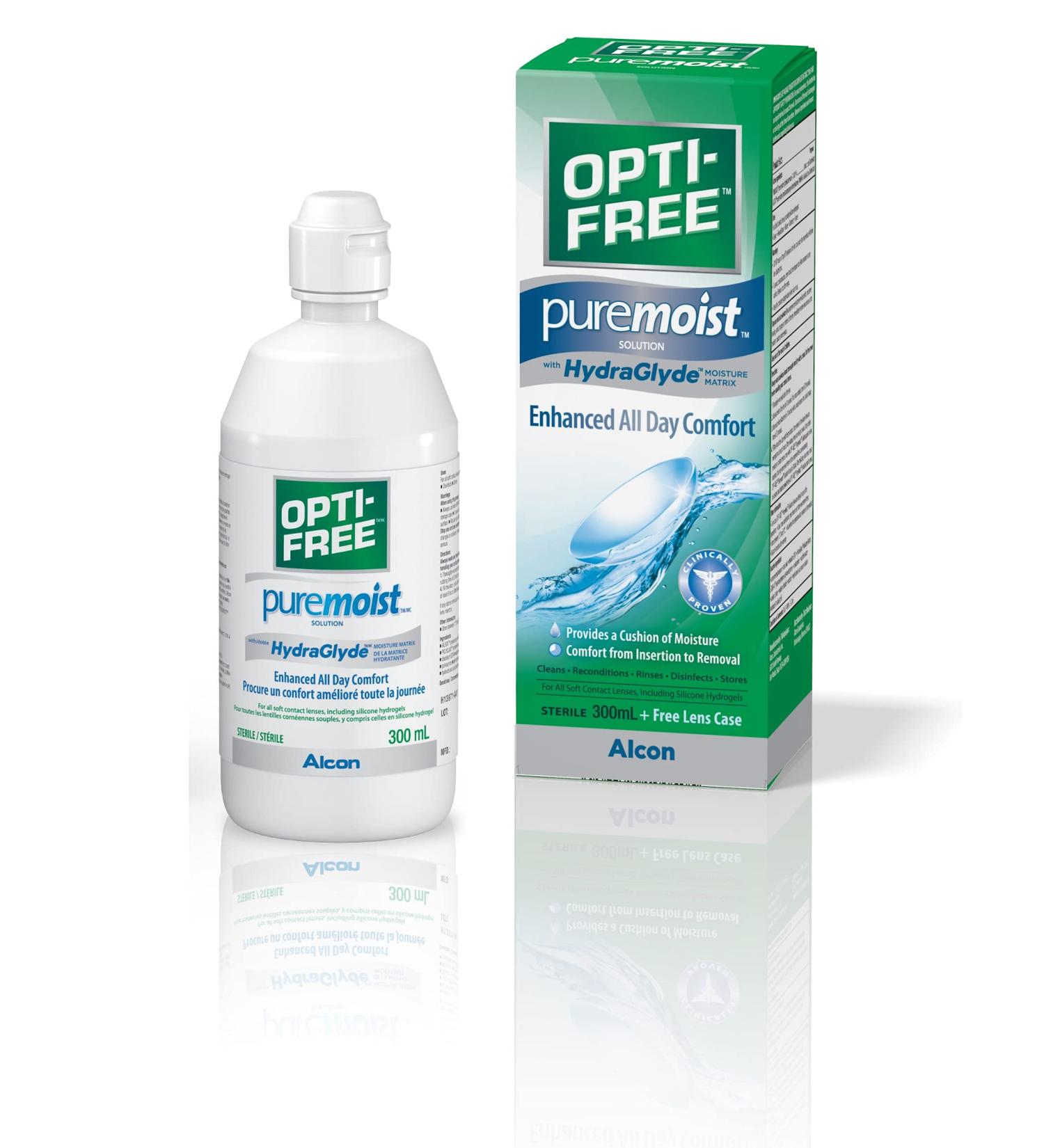 Opti-Free PureMoist with HydraGlyde Multipurpose Contact Lens Solution 300 ml - Buy Online on GoSupps.com