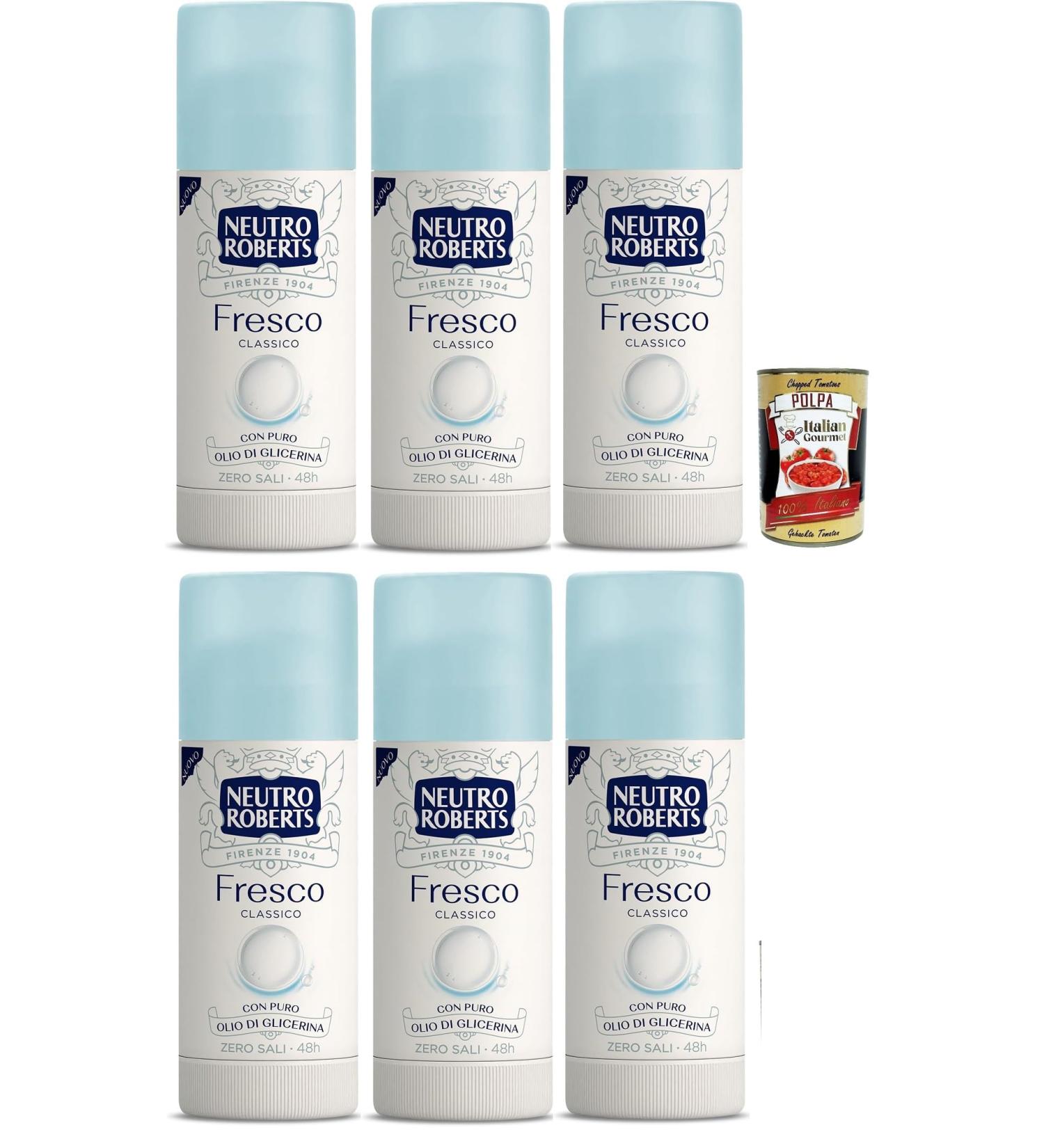  Italian Gourmet E.R. Neutro Roberts Fresco 6-Pack Aluminum-Free Stick Deodorants Zero Stain Natural Protection with Floral Notes 6 x 40ml + Italian Gourmet Polpa 400g - Buy Online on GoSupps.com