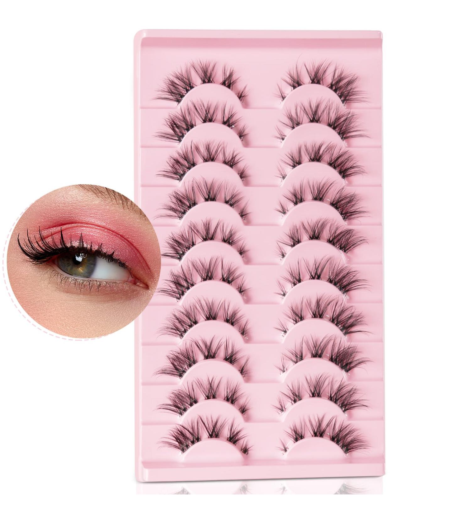 Shop 10 Pairs D Curl False Eyelashes - DIY Waterproof Lash Extension Kit | Fluffy 3D Anime Lashes with Clear Band - MinK (3D09 - Buy Online on GoSupps.com