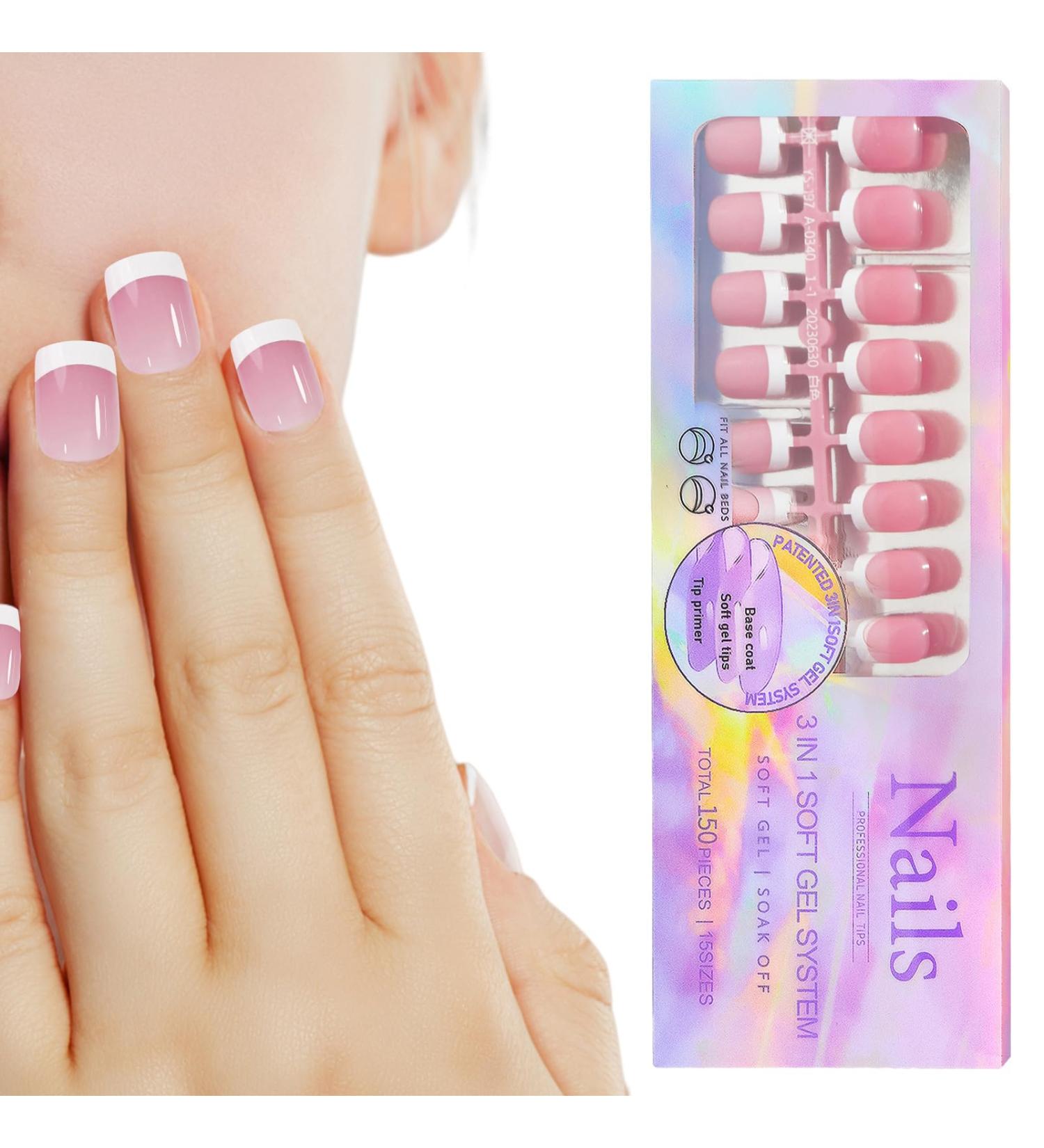Manicure Press on Nails for Home | -Adhesive Trendy False Nails with White French Tips | False Nails Accessories for Dating Gathering Wedding Home Traveling Pochy 03 - Buy Online on GoSupps.com