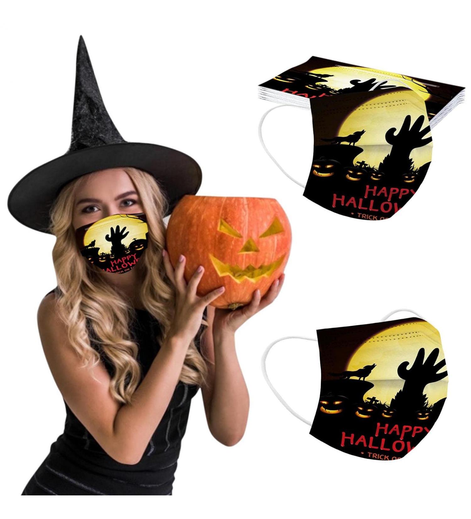3 Ply Disposable_Face_Mask with Halloween Cute Pattern Design Comfortable Covers Suitable For Adults Outdoor Use Protection - Buy Online on GoSupps.com