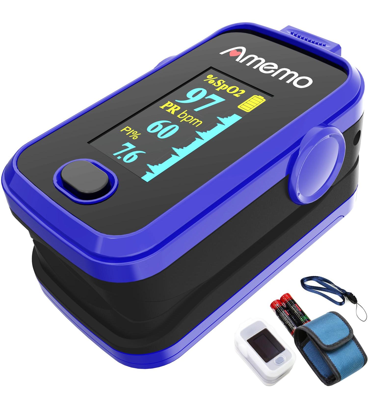 Portable Fingertip Pulse Oximeter with Plethysmograph - Accurate Blood Oxygen & Heart Rate Monitor - International Shipping Available - Buy Online on GoSupps.com