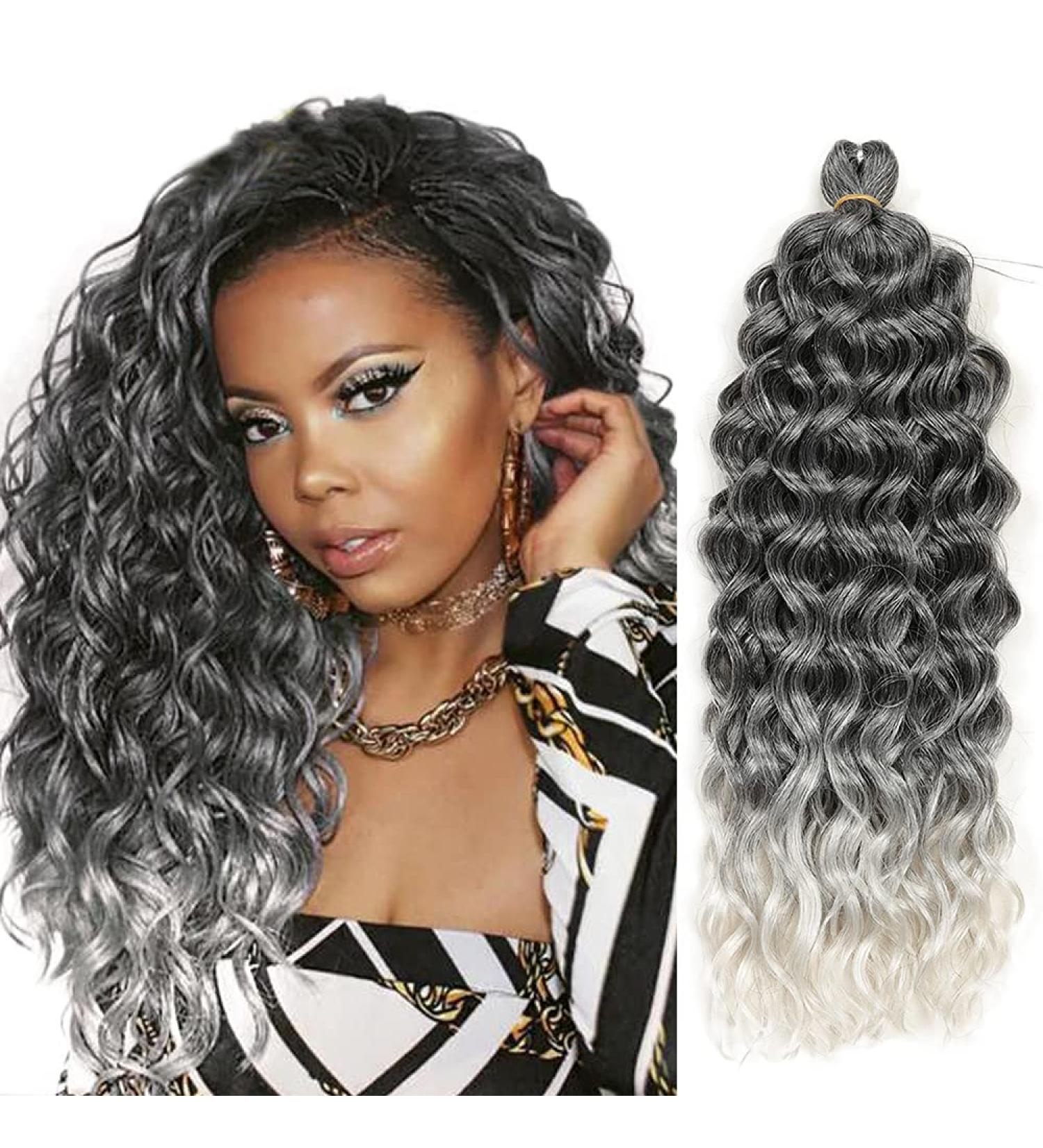 Ocean Wave Crochet Wavy Hair 18 Inch 5 Packs Hawaii Curly Braiding for Goddess Locs Crochet - Tgrey - Buy Online on GoSupps.com