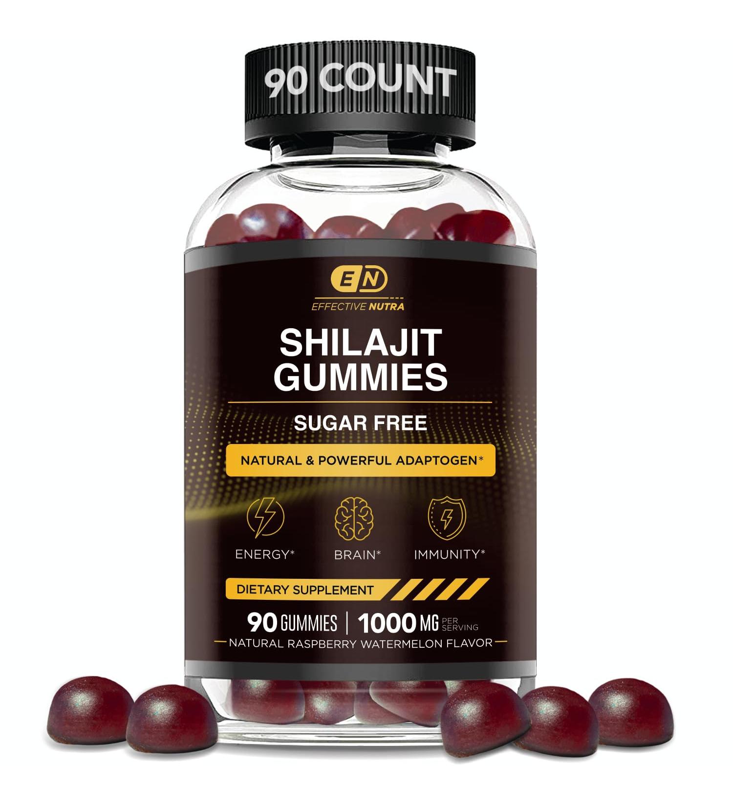 EFFECTIVE NUTRA Shilajit Gummies 1000mg | Pure Shilajit Resin for Energy Brain & Immunity | Supplement for Men & Women | Sugar-Free Vegan Gluten-Free | Natural Berry Flavor Made in USA (90ct) - Buy Online on GoSupps.com