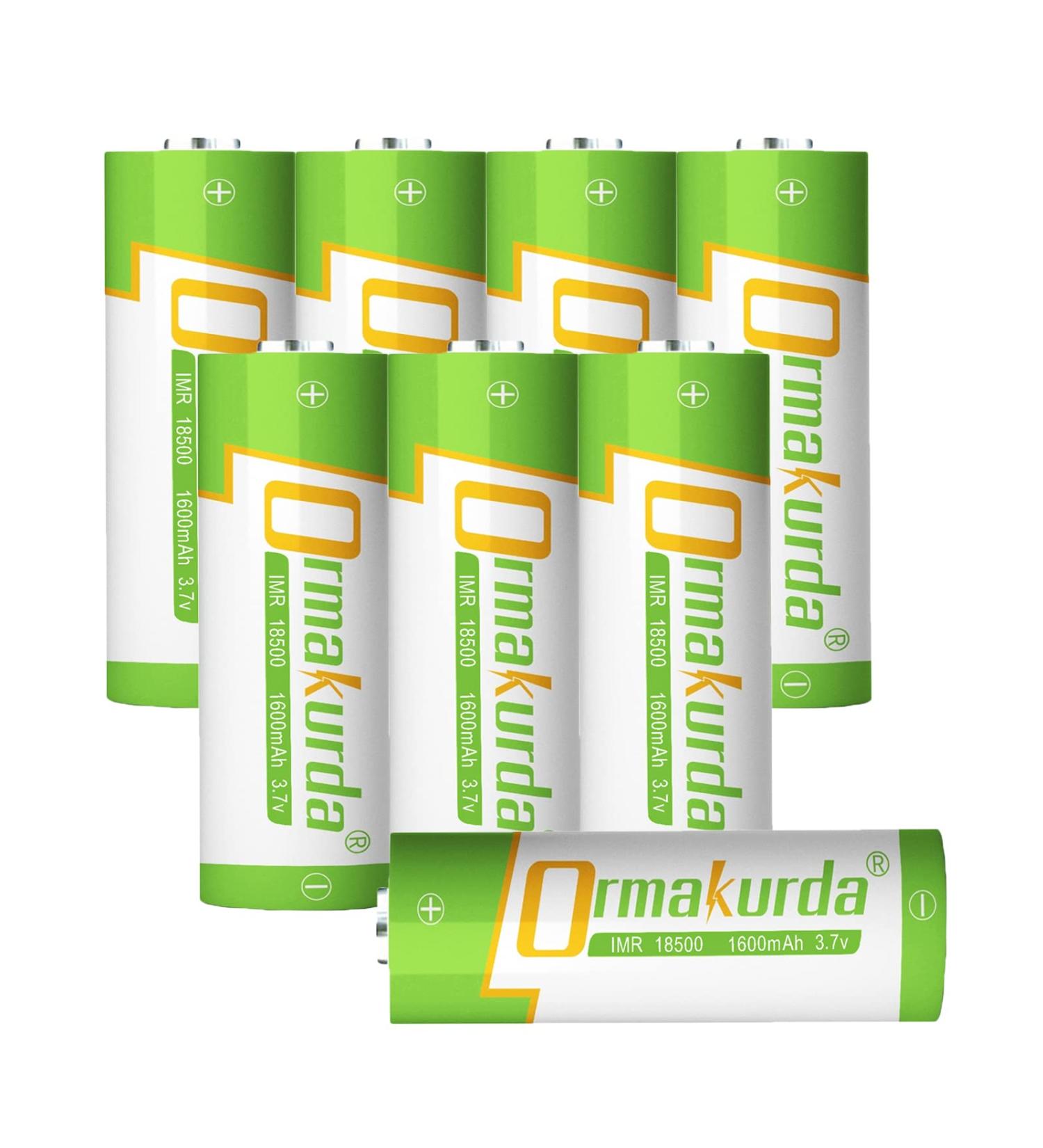IMR 18500 Rechargeable Li-ion Battery 3.7V 1600mAh - 8 Pack for Solar Garden Lights & Flashlights - Buy Online on GoSupps.com