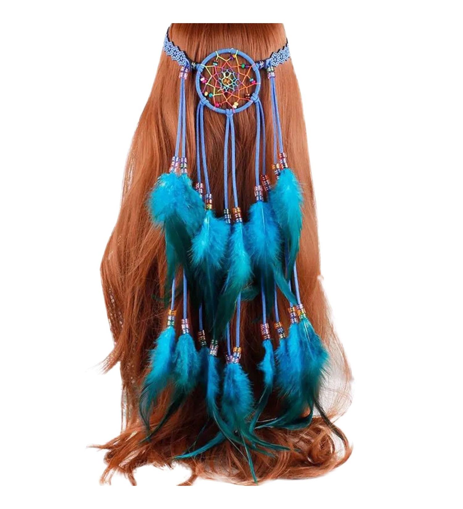 Buy Feder Boho Headband - Sequin Hippie Hair Band for Women & Girls | Festival & Party Decoration - Blue - Buy Online on GoSupps.com