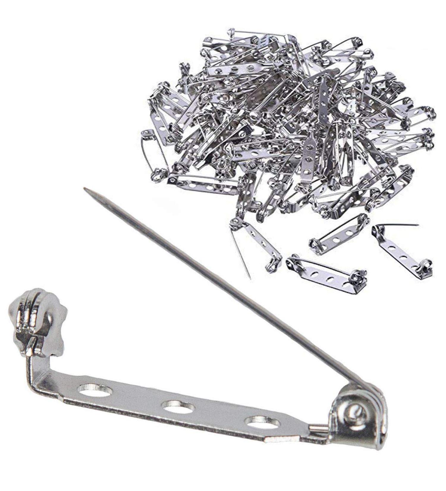 100 Pcs Silver Tone 1 Inch Bar Pins with 3 Holes for Badge Insignia Making - by STARVAST - Buy Online on GoSupps.com