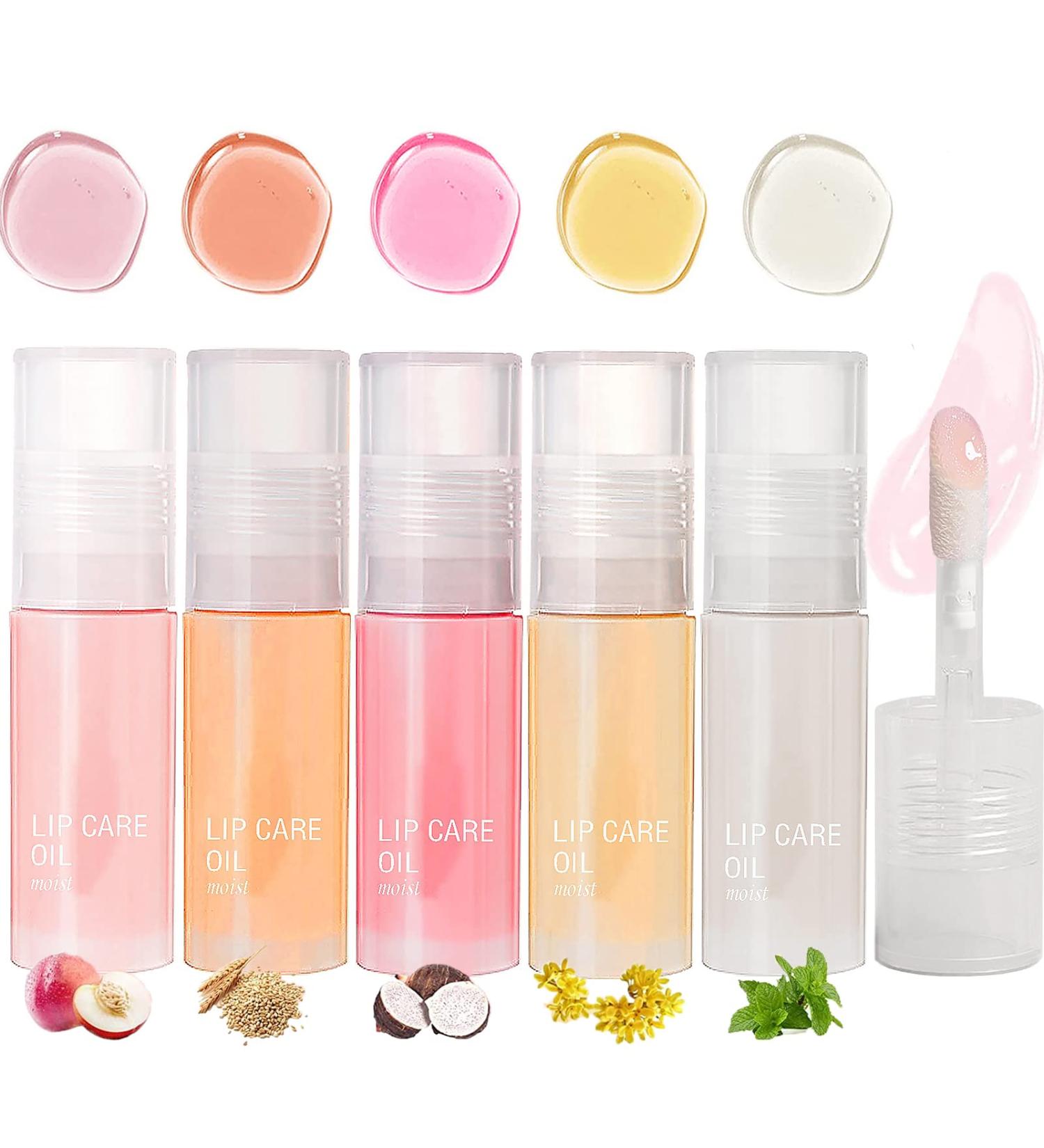 5Pcs Hydrating Lip Glow Oil Set for Long Lasting Nourishment and Plumping - Moisturizing, Non-sticky Lip Gloss Tinted for Lip Care - Buy Online on GoSupps.com