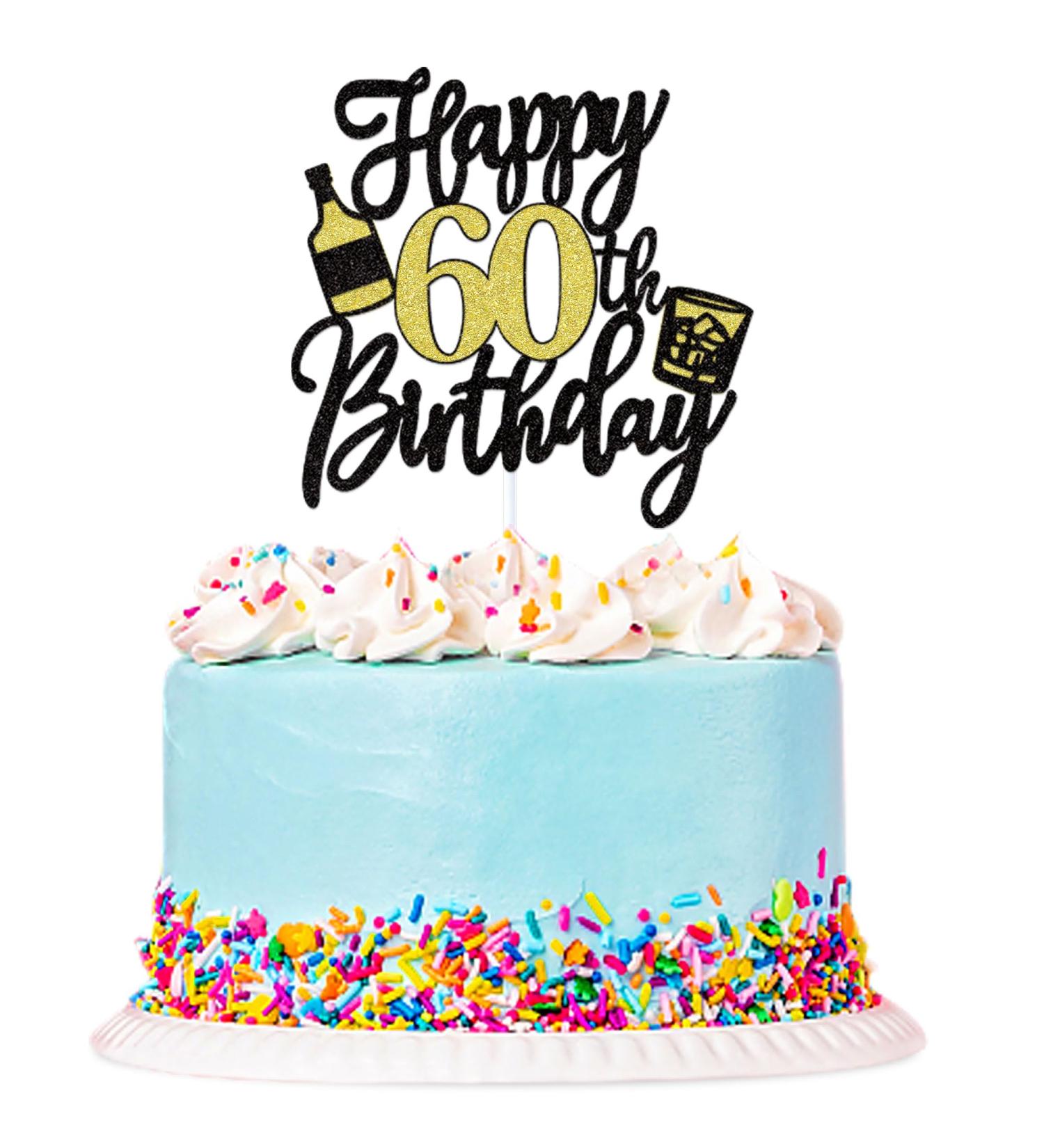 Blumomon 1Pc Happy 60th Birthday Cake Topper 60th Birthday Cake Toppers for Men Happy 60 Birthday Cake Decoration for 60th Birthday Party Decorations Cheer for 60 Birthday 60th Happy Birthday - Buy Online on GoSupps.com