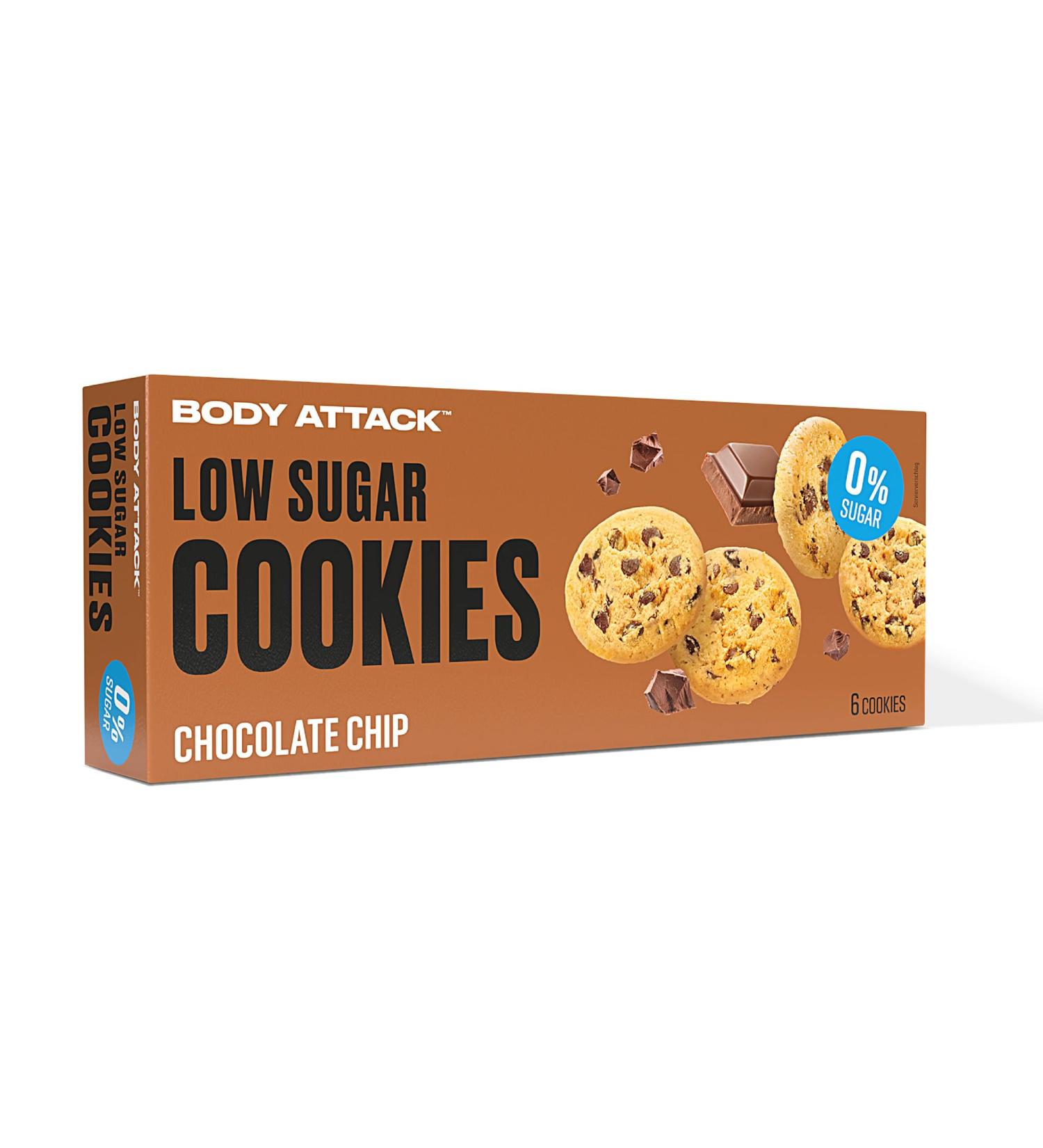 Body Attack Low Sugar Chocolate Chip Cookies - 130g | Delicious Protein Snack Aspartame-Free Made in Germany - Buy Online on GoSupps.com