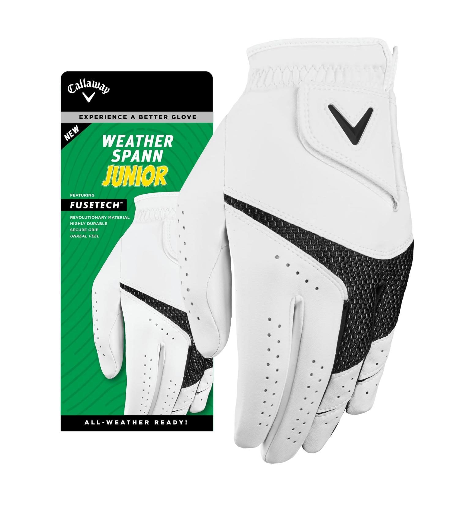 Buy Callaway Golf Juniors Weather Spann Left-Hand Glove - Premium Leather Blend Perfect for Young Golfers | International Shipping Available - Buy Online on GoSupps.com