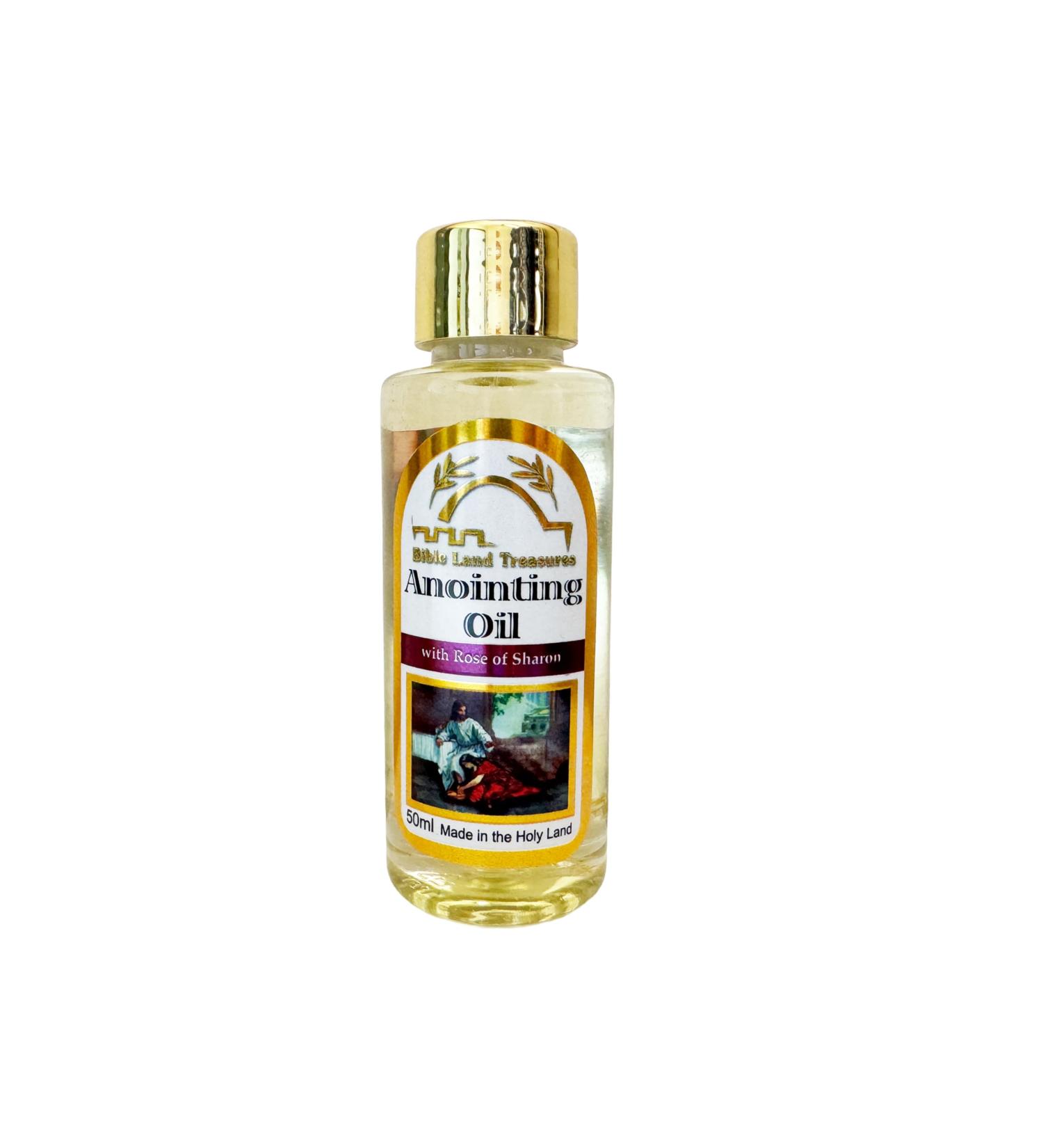 Bible Land Treasures Anointing Oil 50ml/1.7fl.oz Rose of Sharon Scented Holy Anointing Oil Made in The Holy Land for Prayer Blessings & Spiritual Anointing