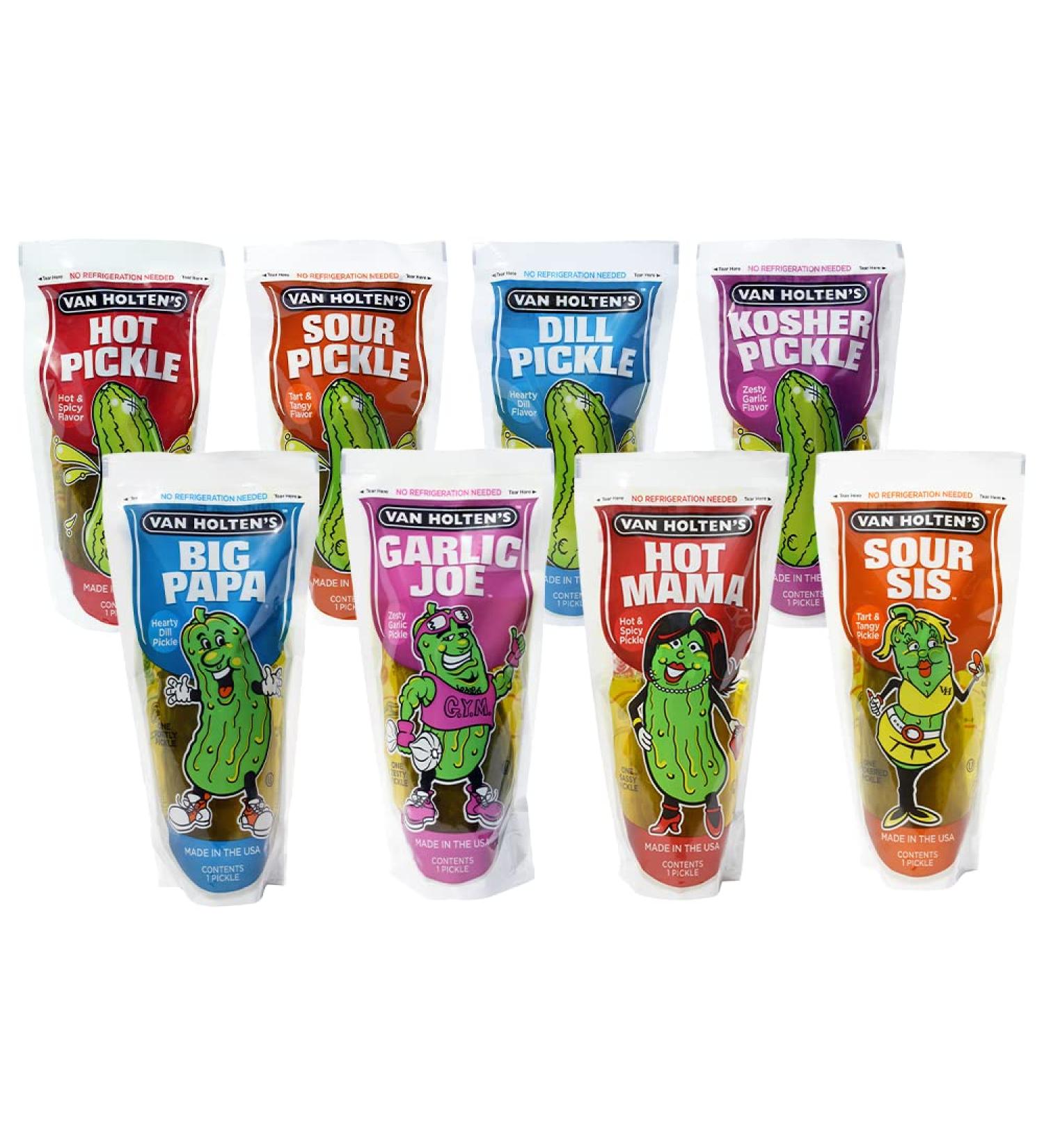 Van Holten's Pickles Variety Sampler - 8 Pack | Pickle-In-A-Pouch Assortment - Buy Online on GoSupps.com