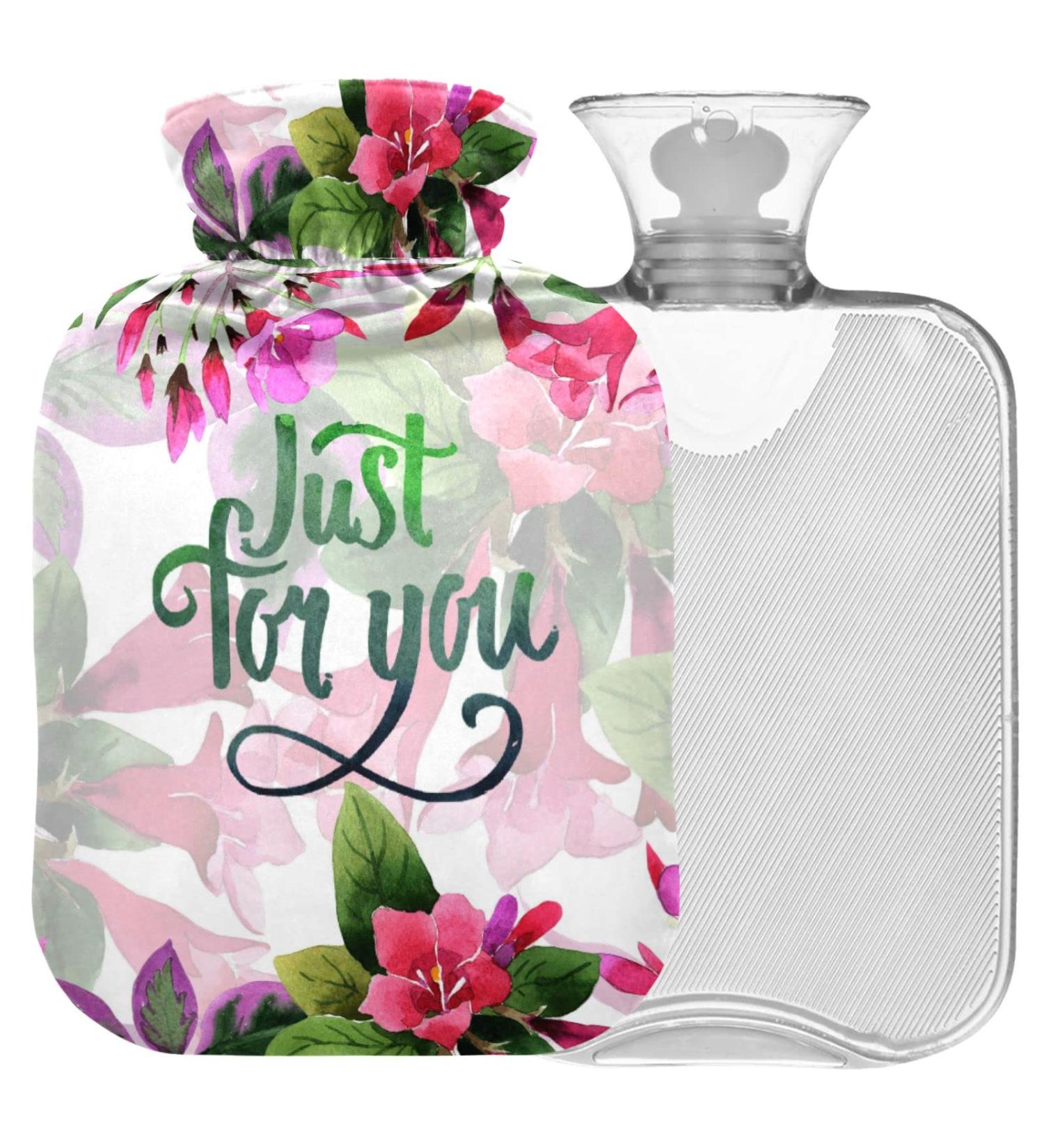 NAANLE Heat Bottle - 1L Transparent Floral Pattern | Bed Hand & Feet Warmer | Pain Relief & Heat Therapy - Buy Online on GoSupps.com
